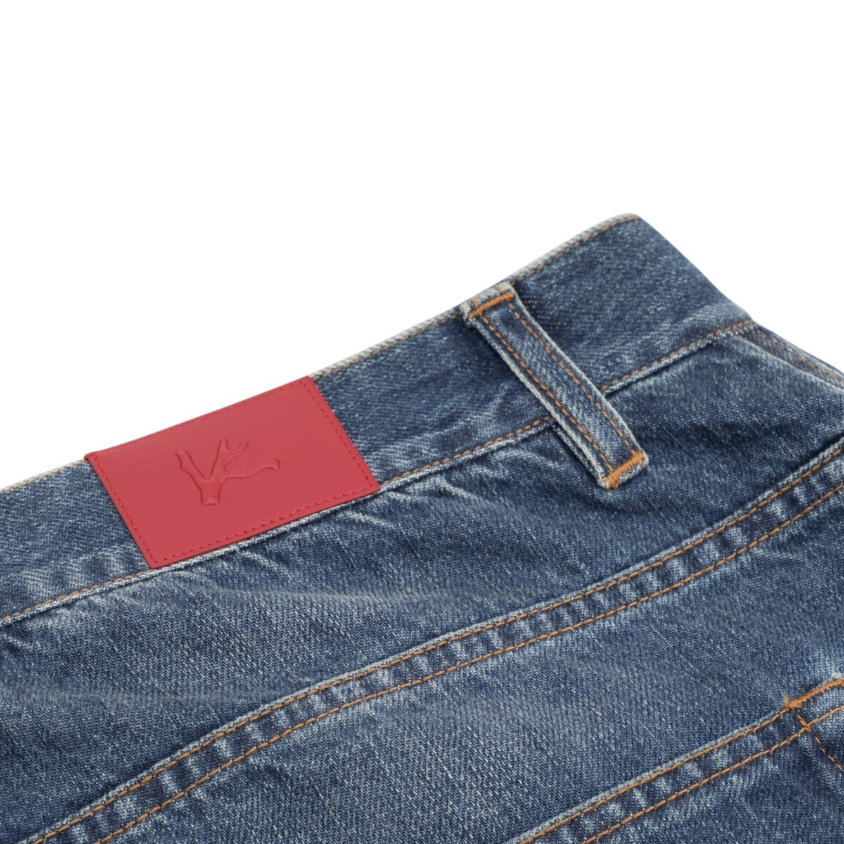 795$ ISAIA NAPOLI "Forcella" Blue Denim Jeans Pant Cotton - Leather Tag Wide Leg