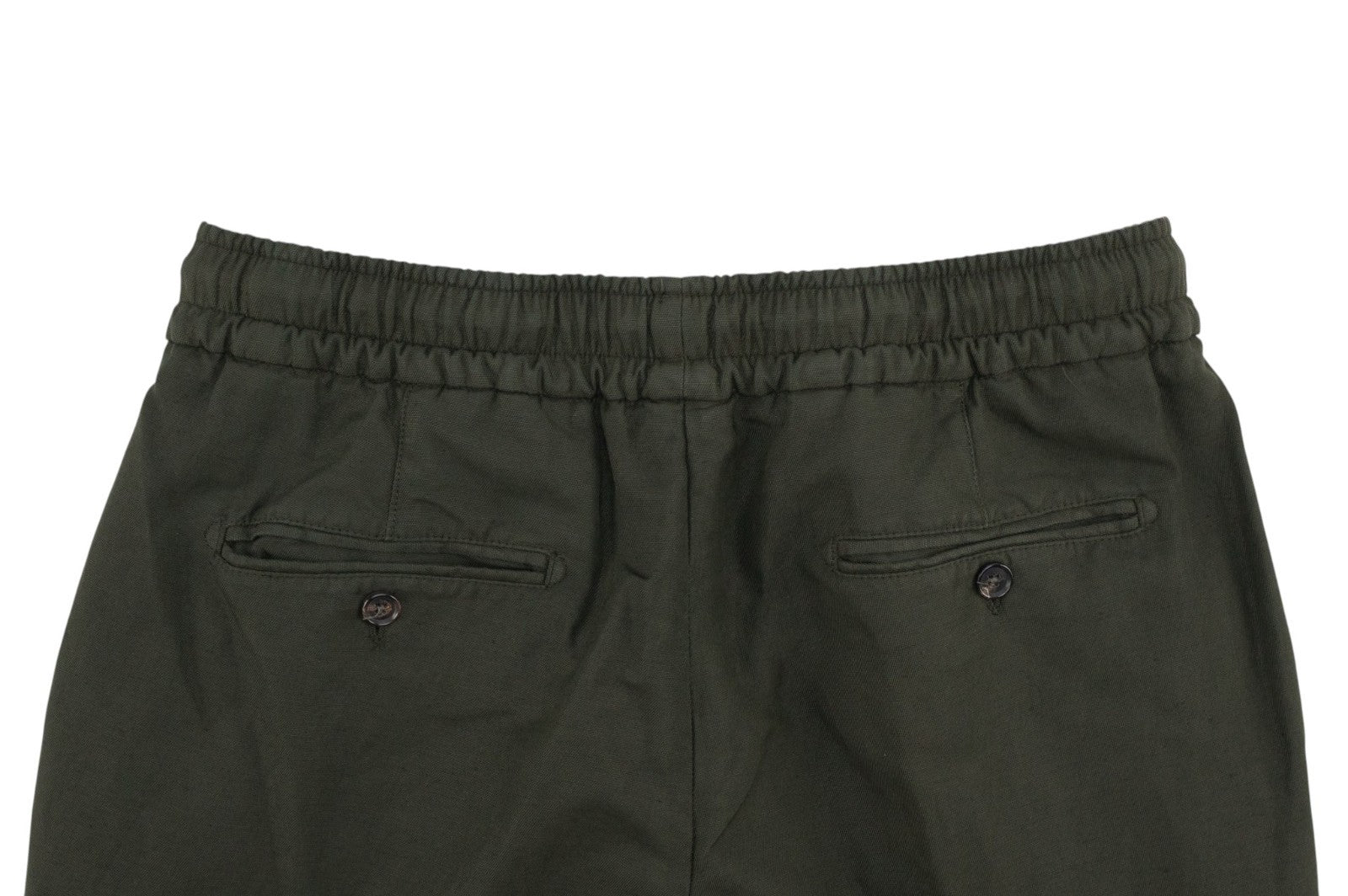 1150$ ISAIA NAPOLI Dark Green Drawstring Pant Regular Cotton-Linen 32 US /48 EU