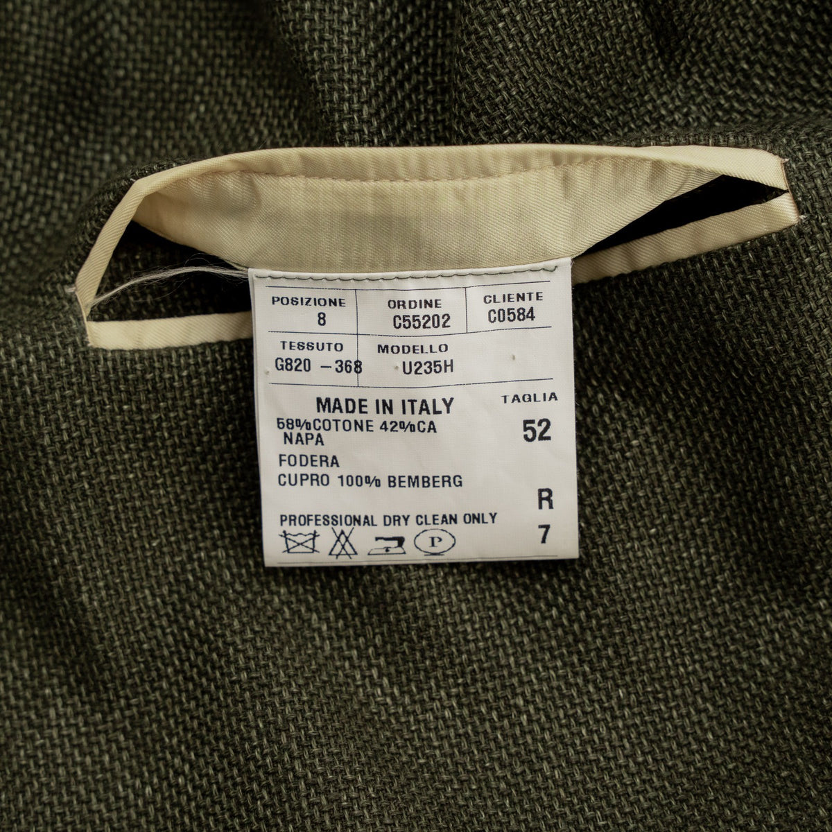 1250$ RAFFAELE CARUSO Brown Cotton Jacket Sport Coat Made in Italy 42 US / 52 IT