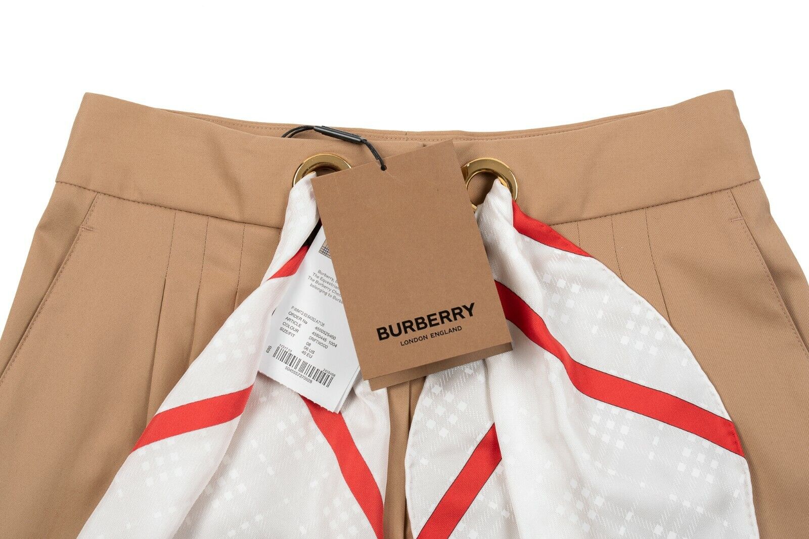 $1290 BURBERRY Tapered Pant Trouser Silk Scarf Belt SOCIETY 6 US / 40 IT / 8 UK