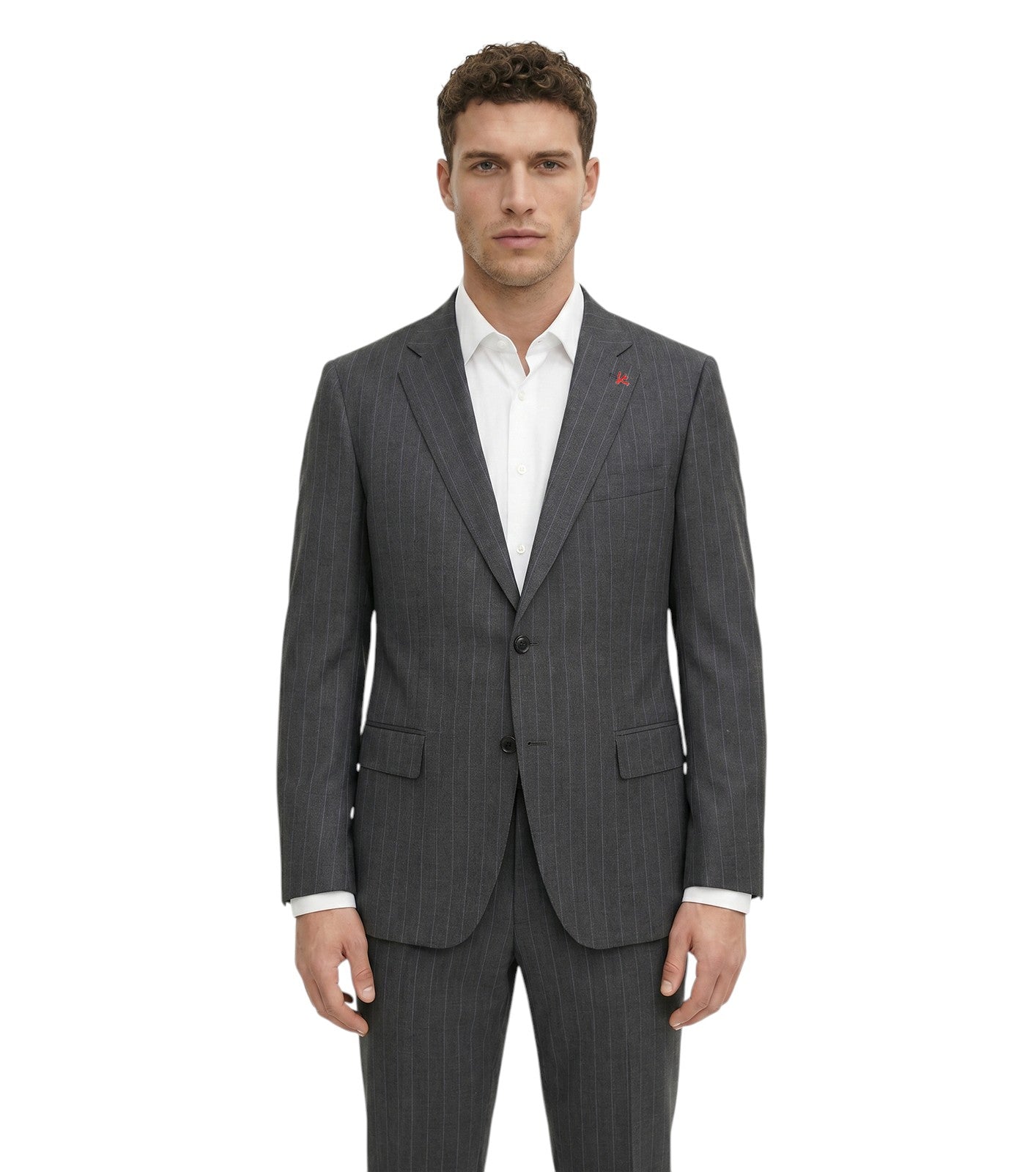 ISAIA "Gregorio" Gray Striped Hand-Sewn Suit Wool 46 US / 56 EU  8R