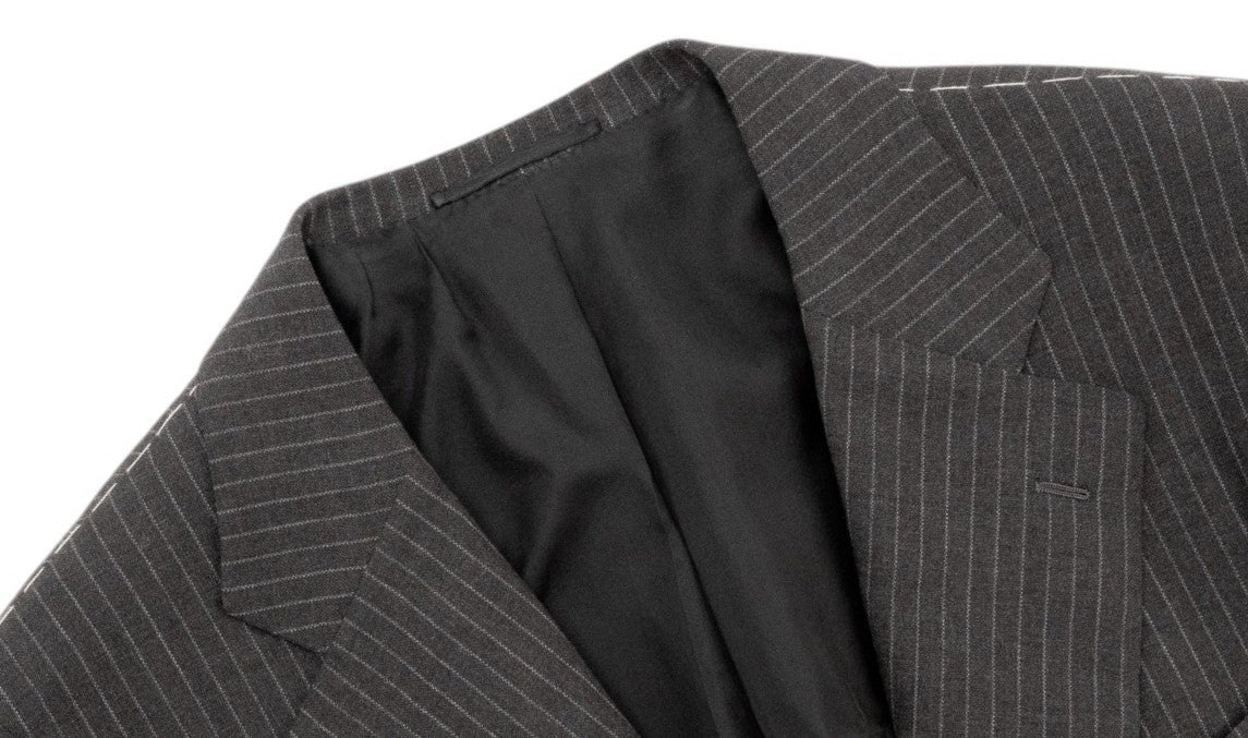 CESARE ATTOLINI NAPOLI 3/2 Roll Suit Gray Wool 100's Pinstripe 40 US / 50 IT