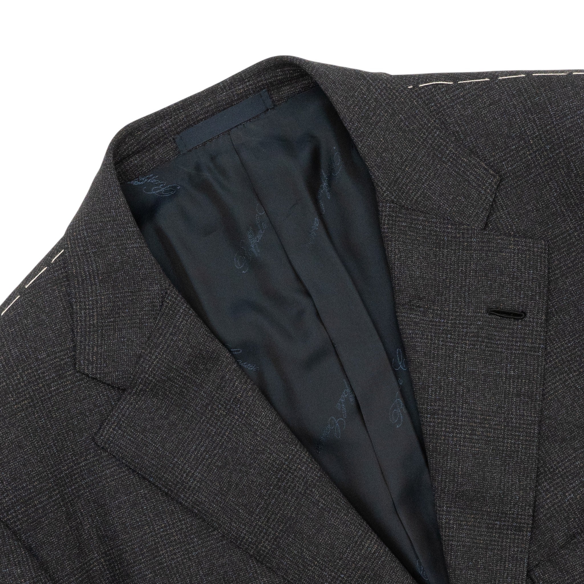 RAFFAELE CARUSO Blue / Gray Suit Fine Wool 110's Glen Plaid 42 US /  52 EU