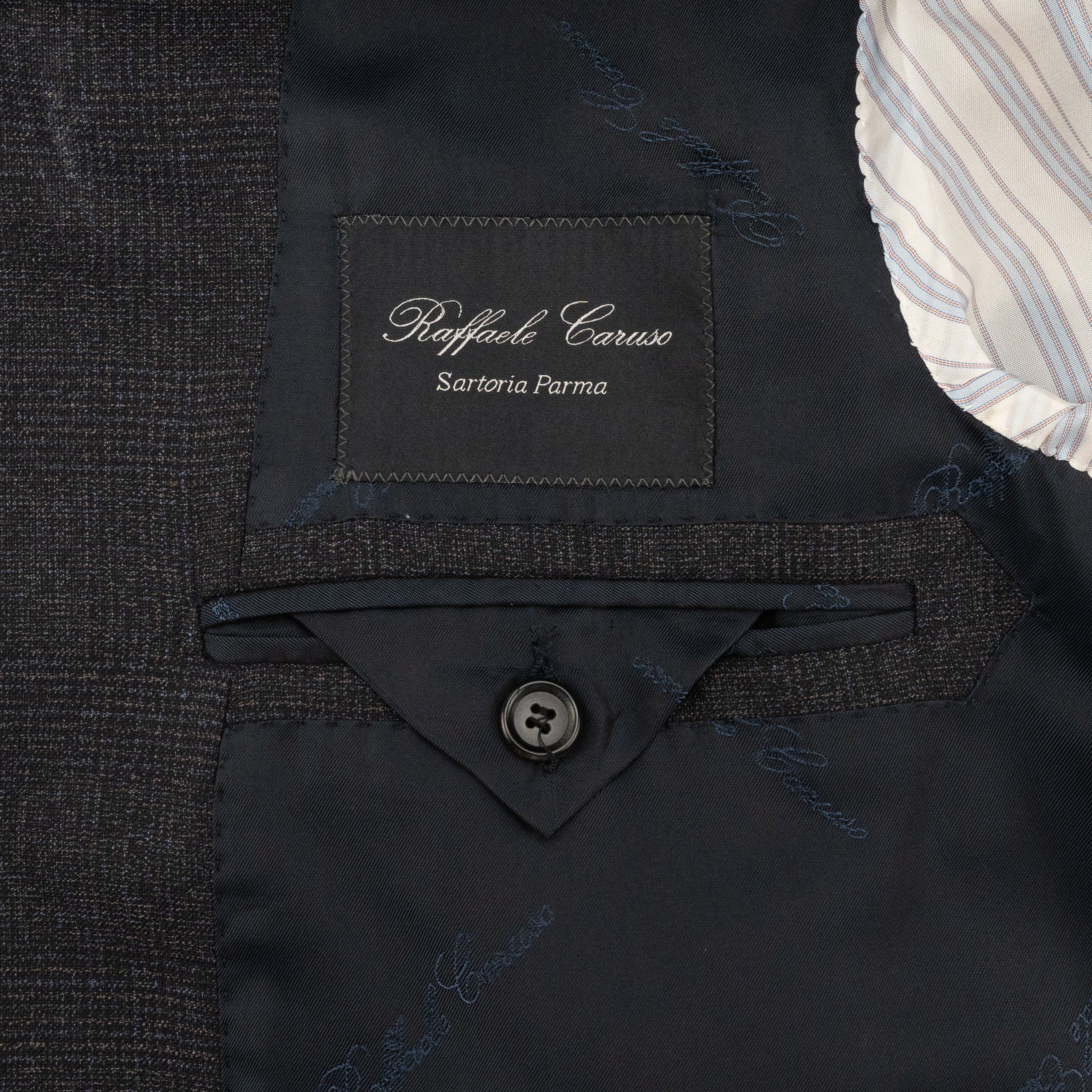 RAFFAELE CARUSO Blue / Gray Suit Fine Wool 110's Glen Plaid 42 US /  52 EU