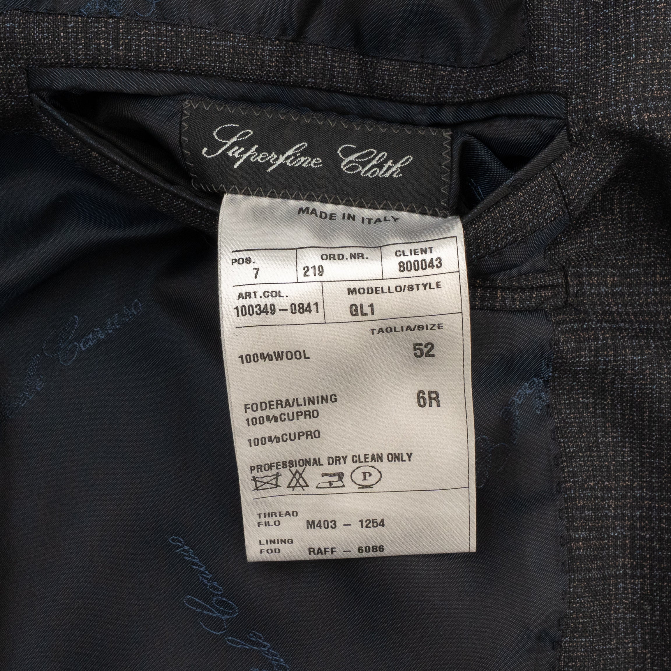 RAFFAELE CARUSO Blue / Gray Suit Fine Wool 110's Glen Plaid 42 US /  52 EU