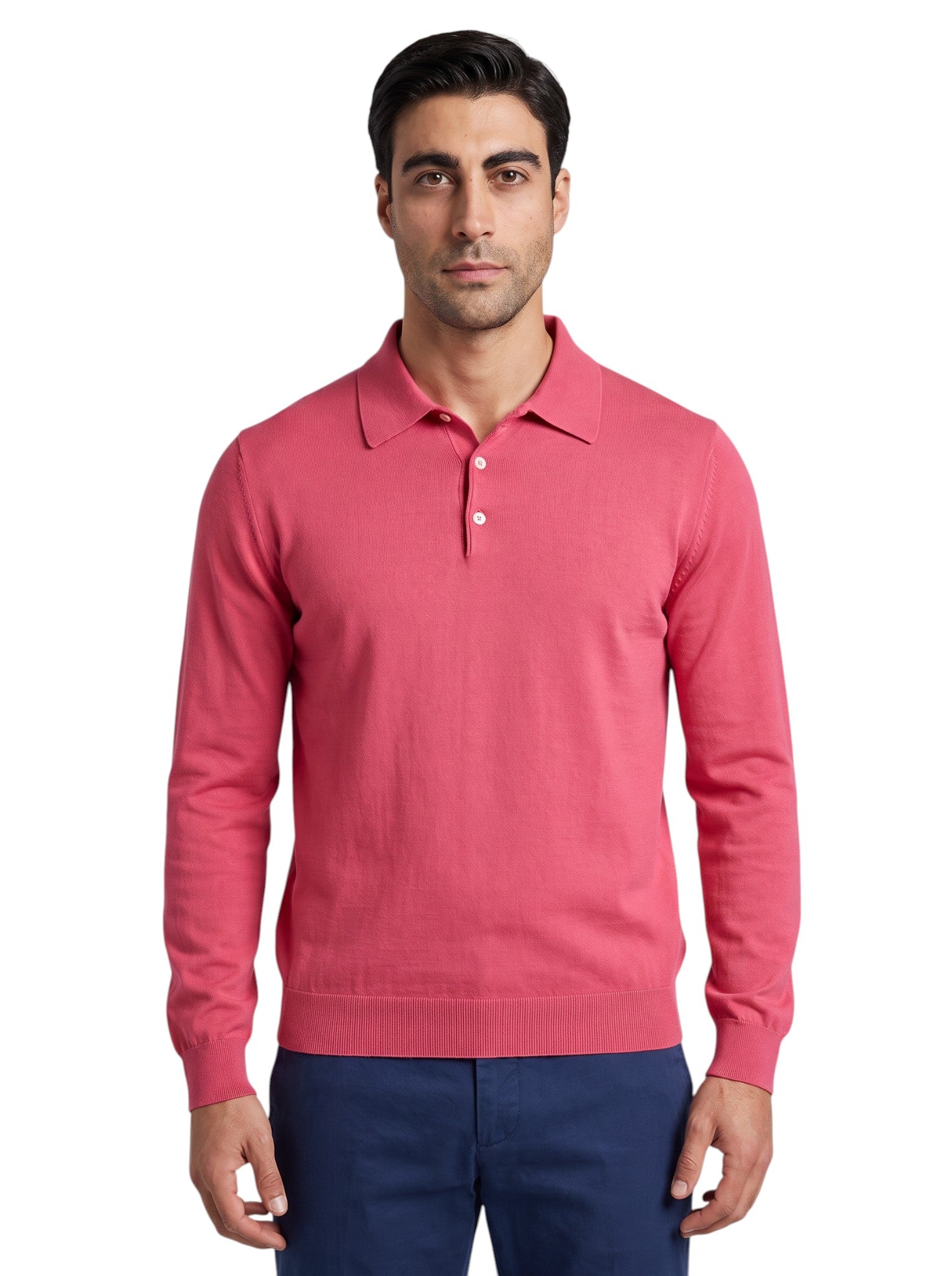DRUMOHR Polo Sweater Coral Pink Knit 100% Cotton 38 US / 48 US