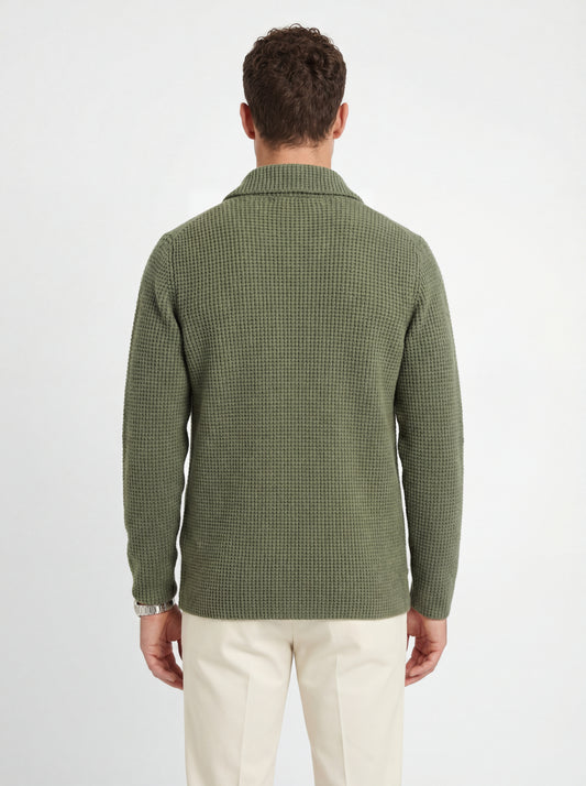 RUBINACCI NAPOLI Cardigan Jacket 100% Ribbed Cashmere Green