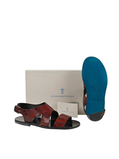 SUTOR MANTELLASSI Sandalo Marrone Scarpe 100% Alligatore