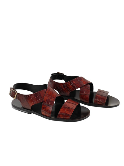 SUTOR MANTELLASSI Sandalo Marrone Scarpe 100% Alligatore