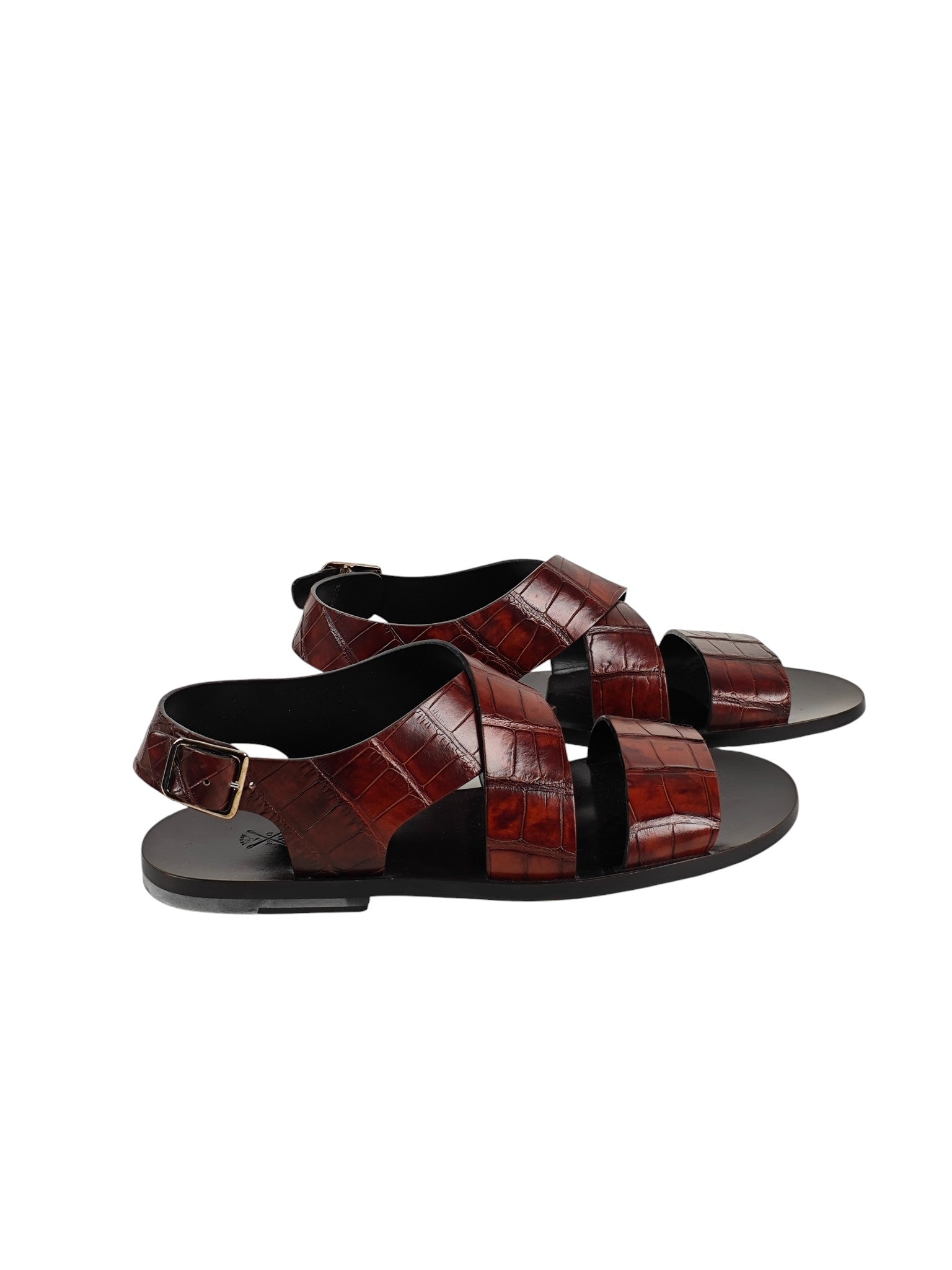 SUTOR MANTELLASSI Brown Sandal Shoes 100% Alligator