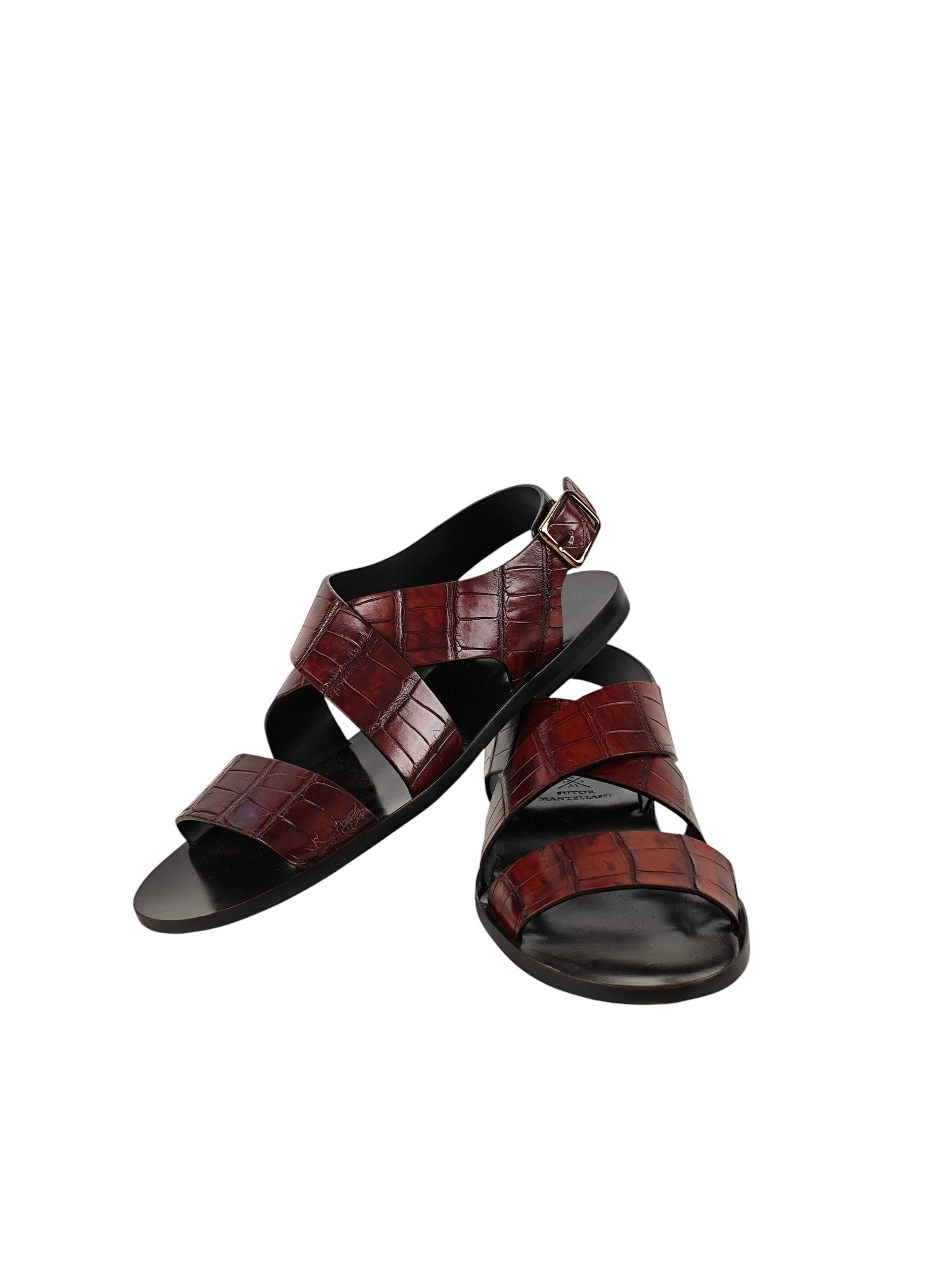 SUTOR MANTELLASSI Brown Sandal Shoes 100% Alligator