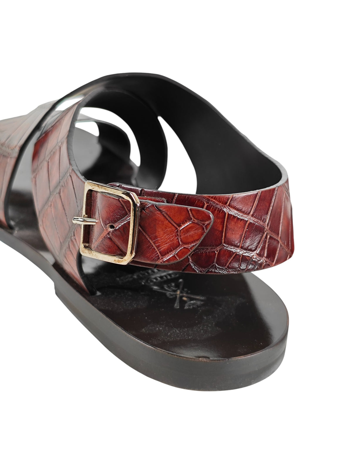 SUTOR MANTELLASSI Sandalo Marrone Scarpe 100% Alligatore