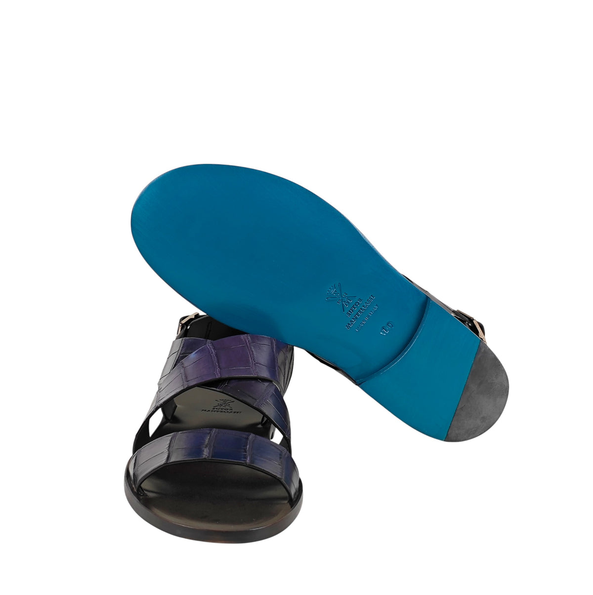 SUTOR MANTELLASSI Sandalo Viola Scarpe 100% Alligatore