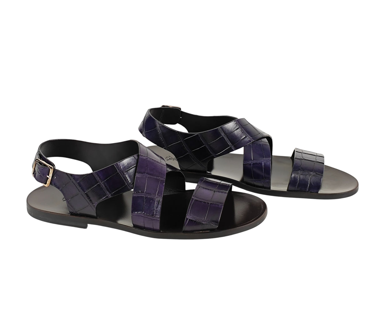 SUTOR MANTELLASSI Sandalo Viola Scarpe 100% Alligatore