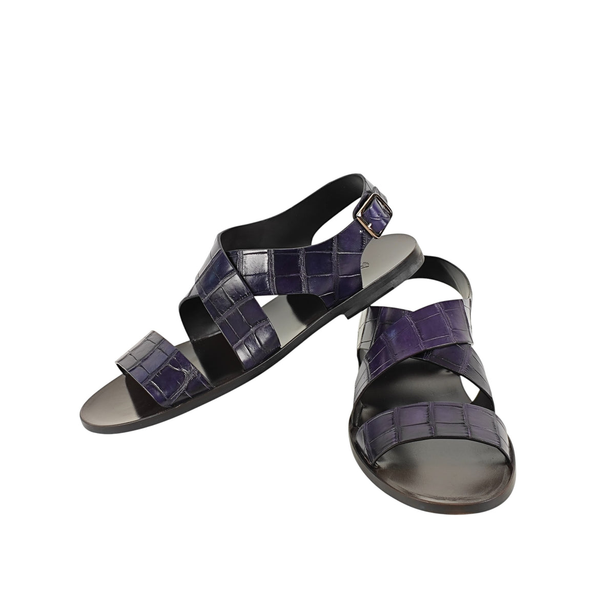 SUTOR MANTELLASSI Sandalo Viola Scarpe 100% Alligatore