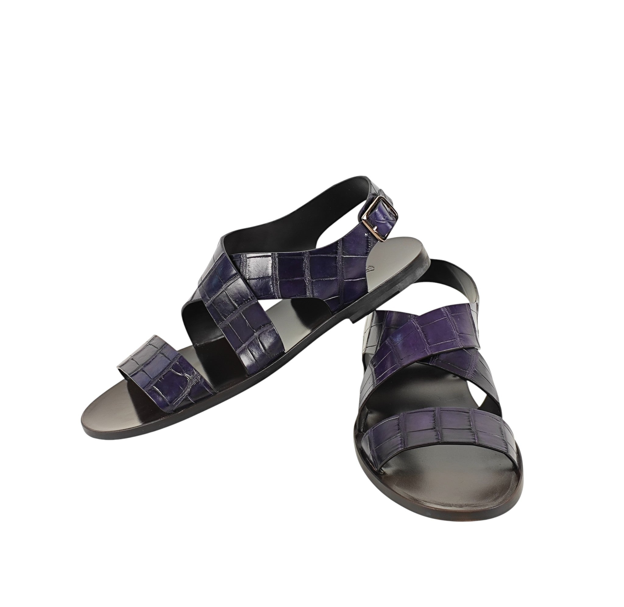 SUTOR MANTELLASSI Purple Sandal Shoes 100% Alligator
