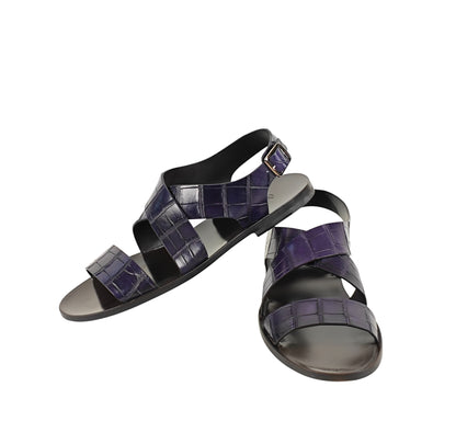SUTOR MANTELLASSI Sandalo Viola Scarpe 100% Alligatore