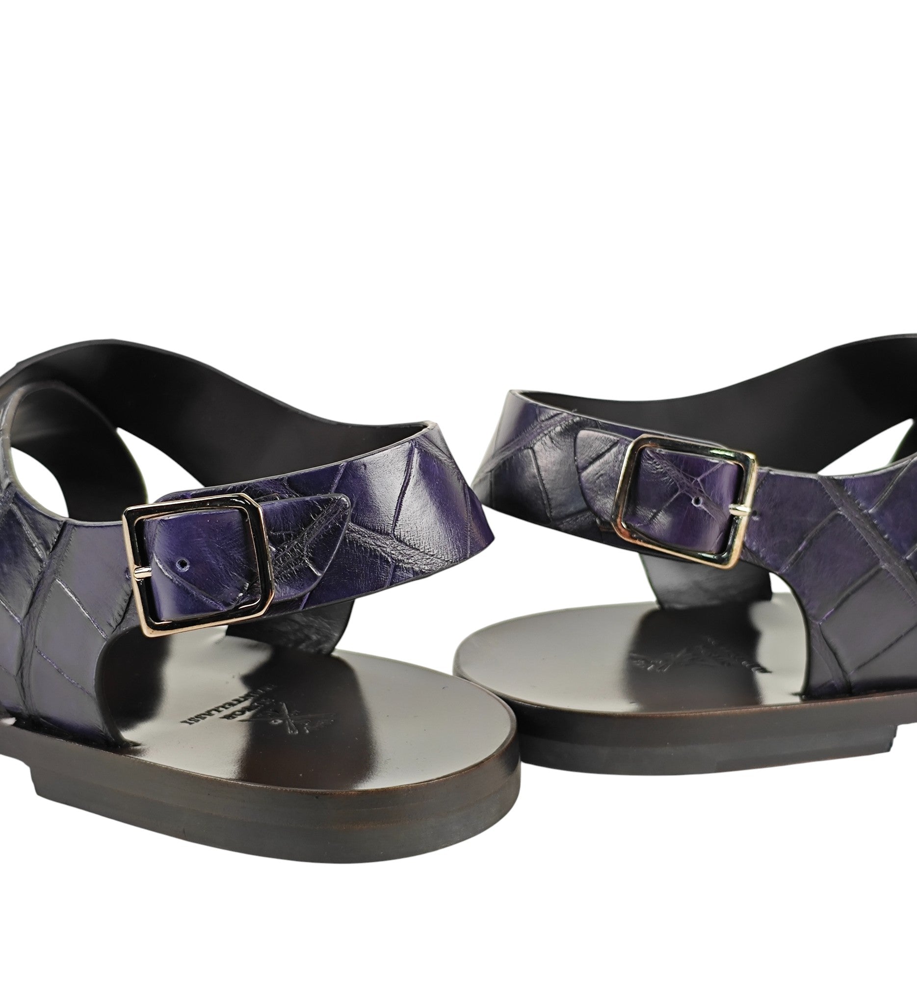 SUTOR MANTELLASSI Purple Sandal Shoes 100% Alligator
