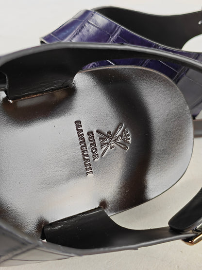 SUTOR MANTELLASSI Sandalo Viola Scarpe 100% Alligatore