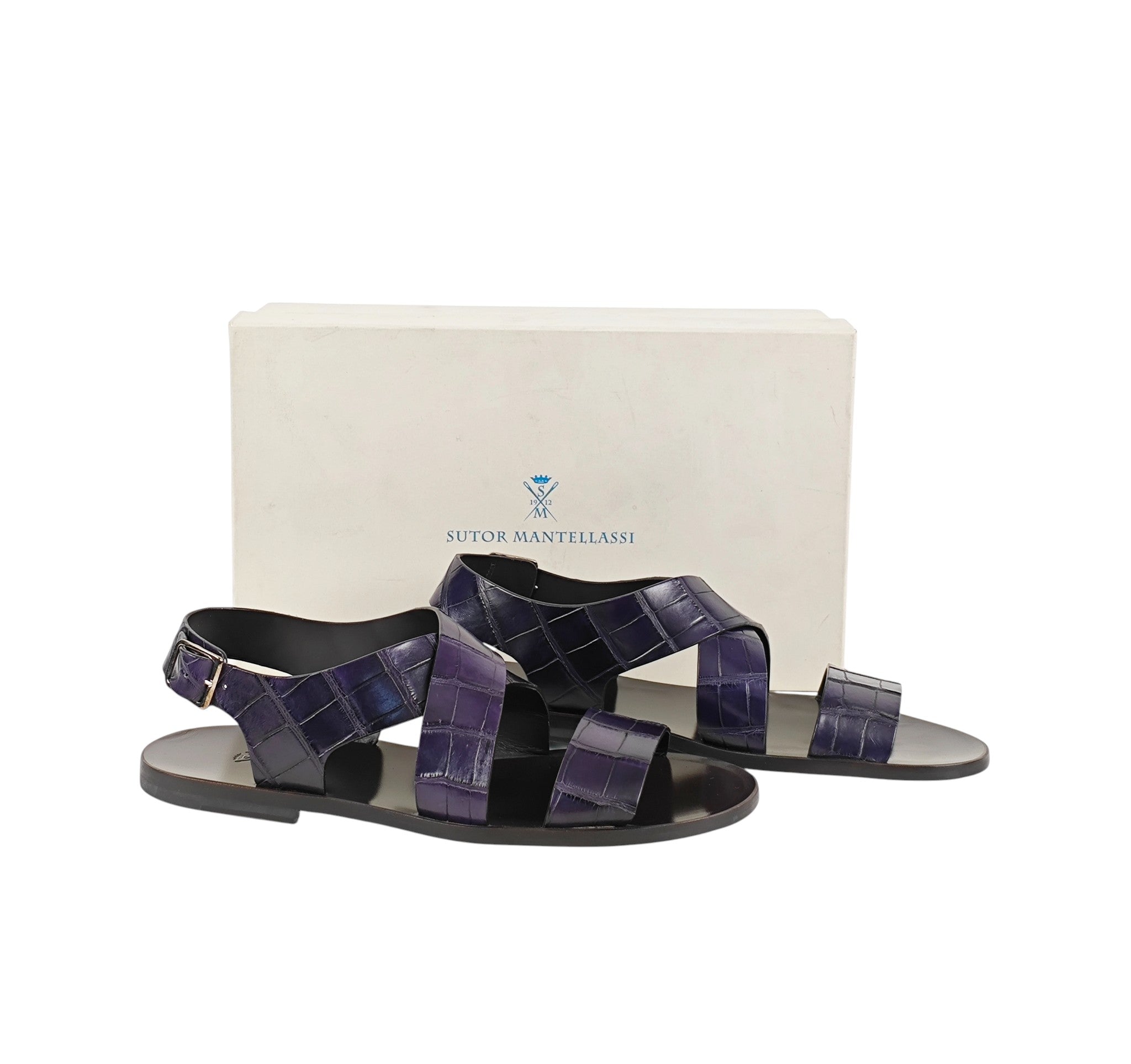 SUTOR MANTELLASSI Purple Sandal Shoes 100% Alligator