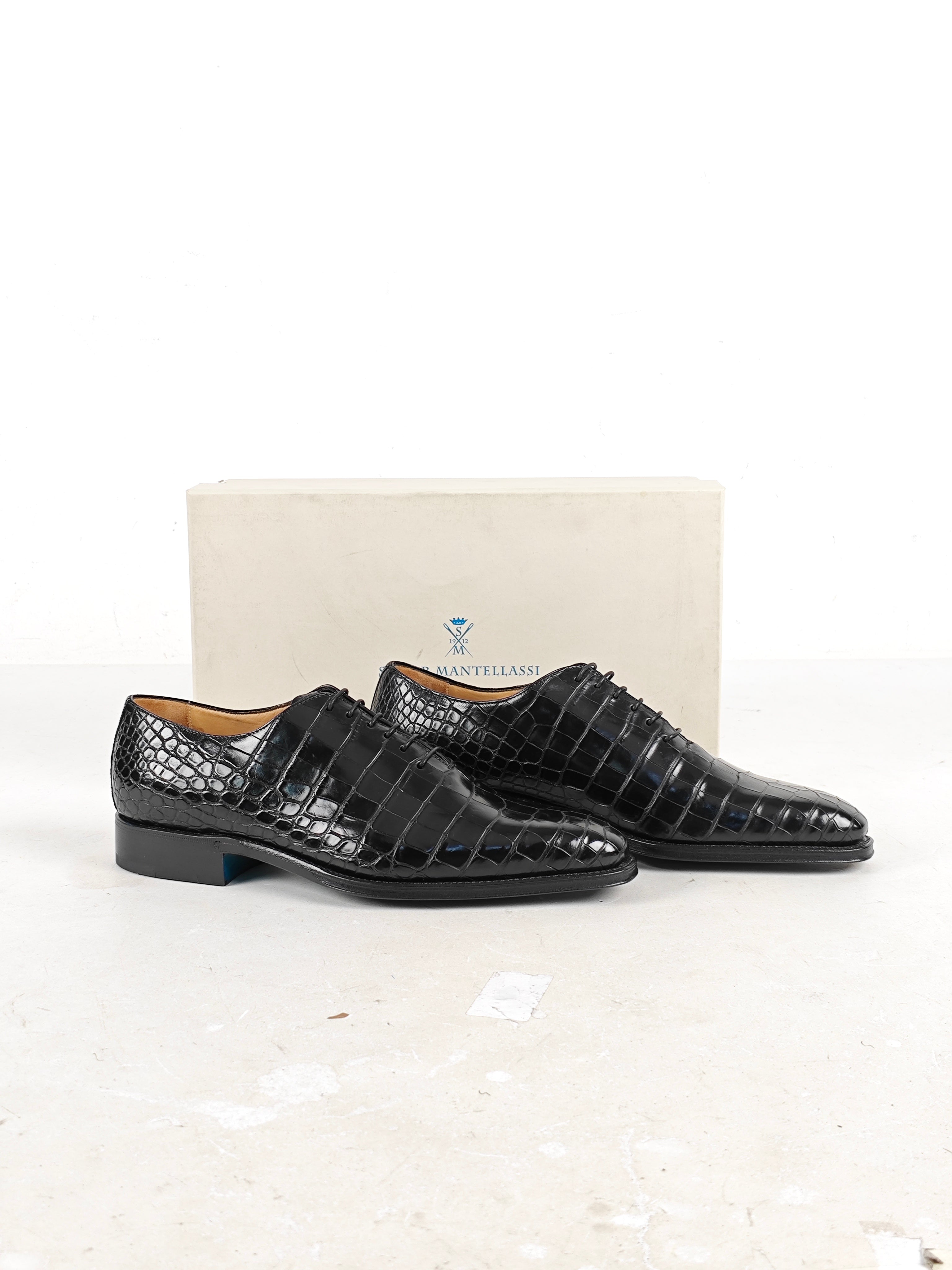 SUTOR MANTELLASSI Black Goodyear Oxford Shoes Genuine Crocodile