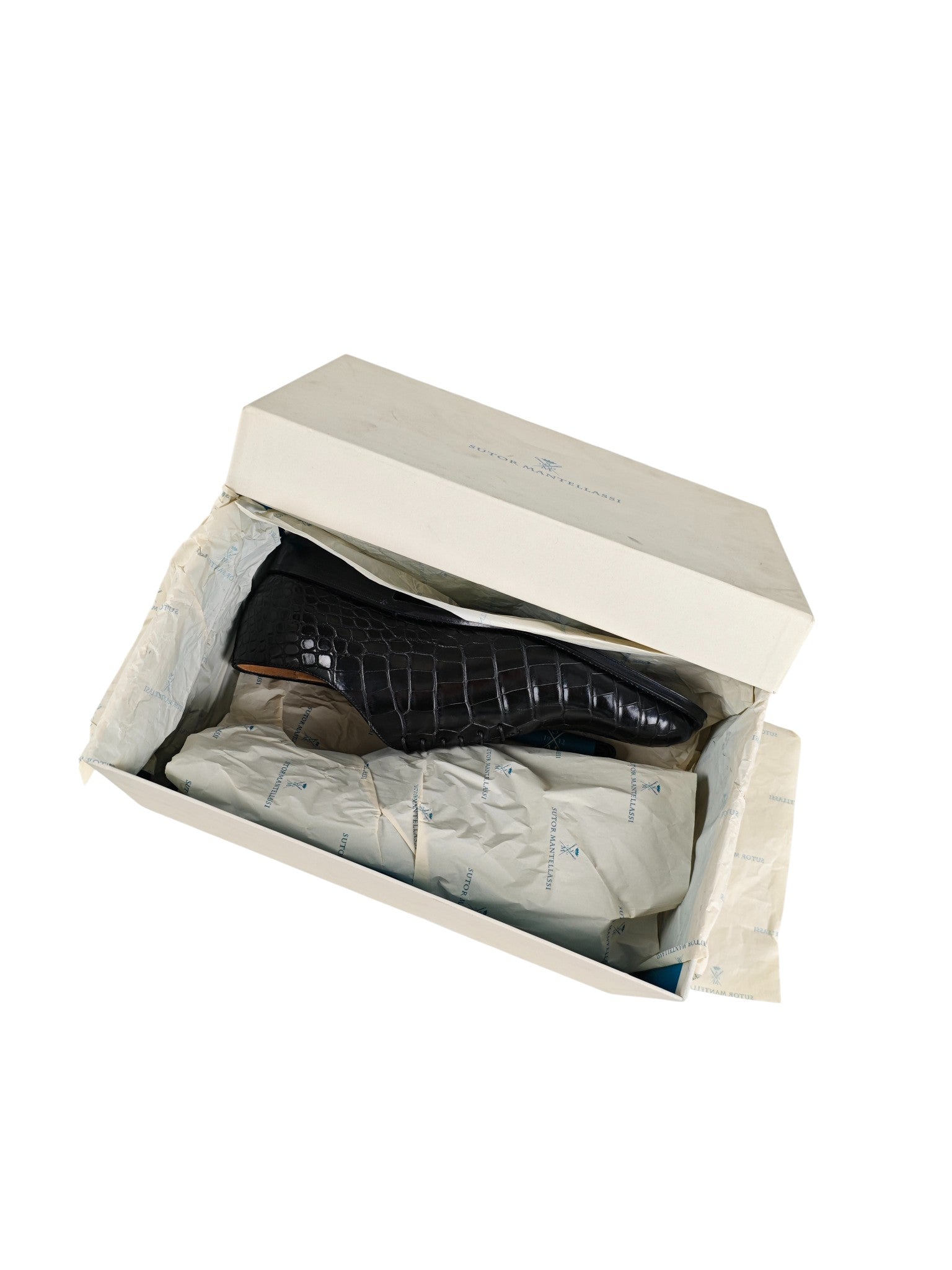 SUTOR MANTELLASSI Black Goodyear Oxford Shoes Genuine Crocodile