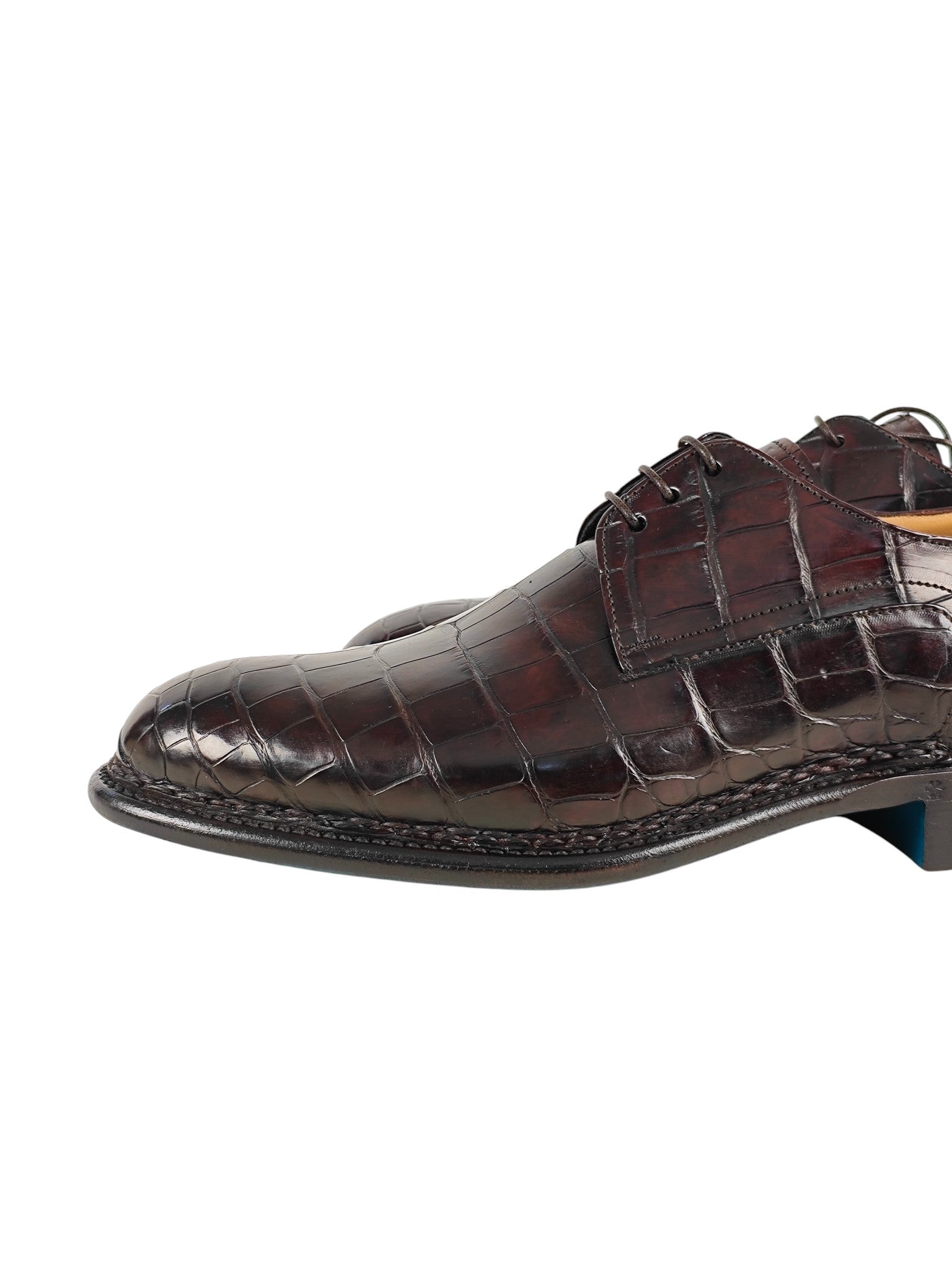 SUTOR MANTELLASSI Brown Goodyear Derby Shoes 100% Alligator