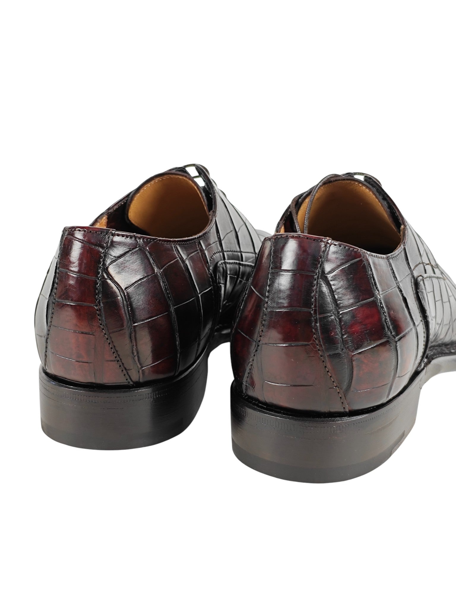 SUTOR MANTELLASSI Brown Goodyear Derby Shoes 100% Alligator