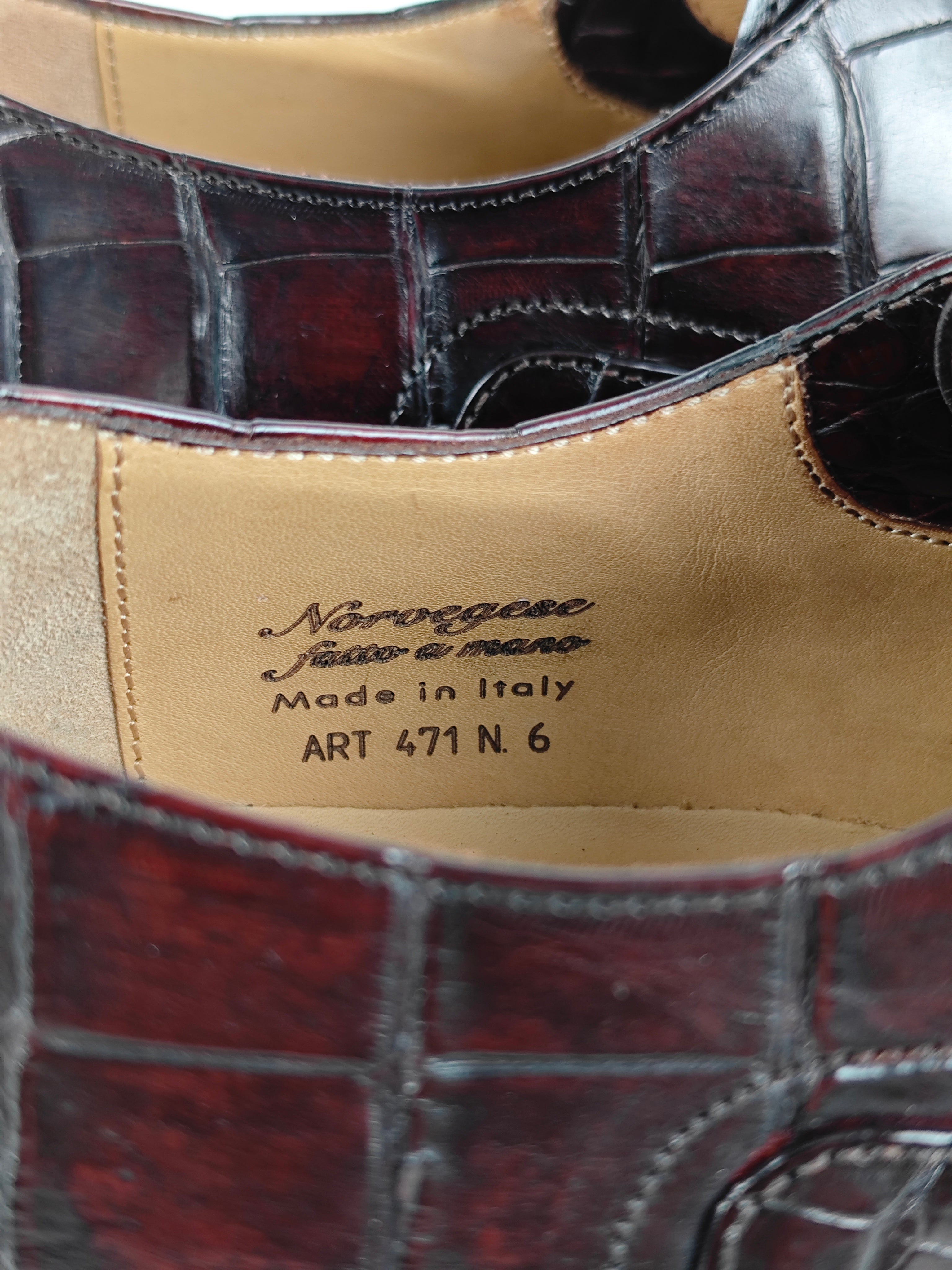 SUTOR MANTELLASSI Brown Goodyear Derby Shoes 100% Alligator