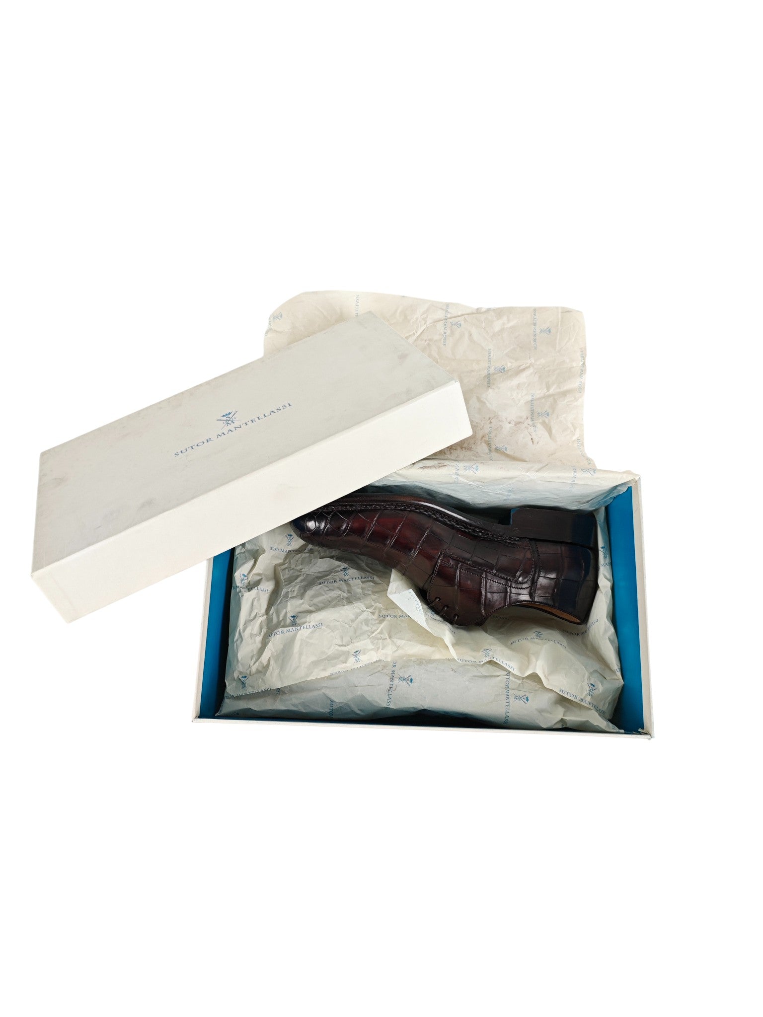 SUTOR MANTELLASSI Brown Goodyear Derby Shoes 100% Alligator