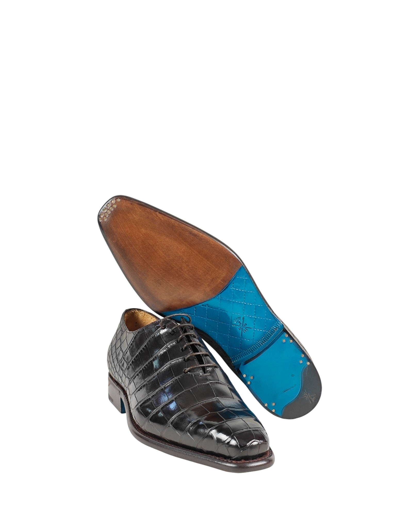 SUTOR MANTELLASSI Brown Goodyear Oxford Shoes 100% Alligator