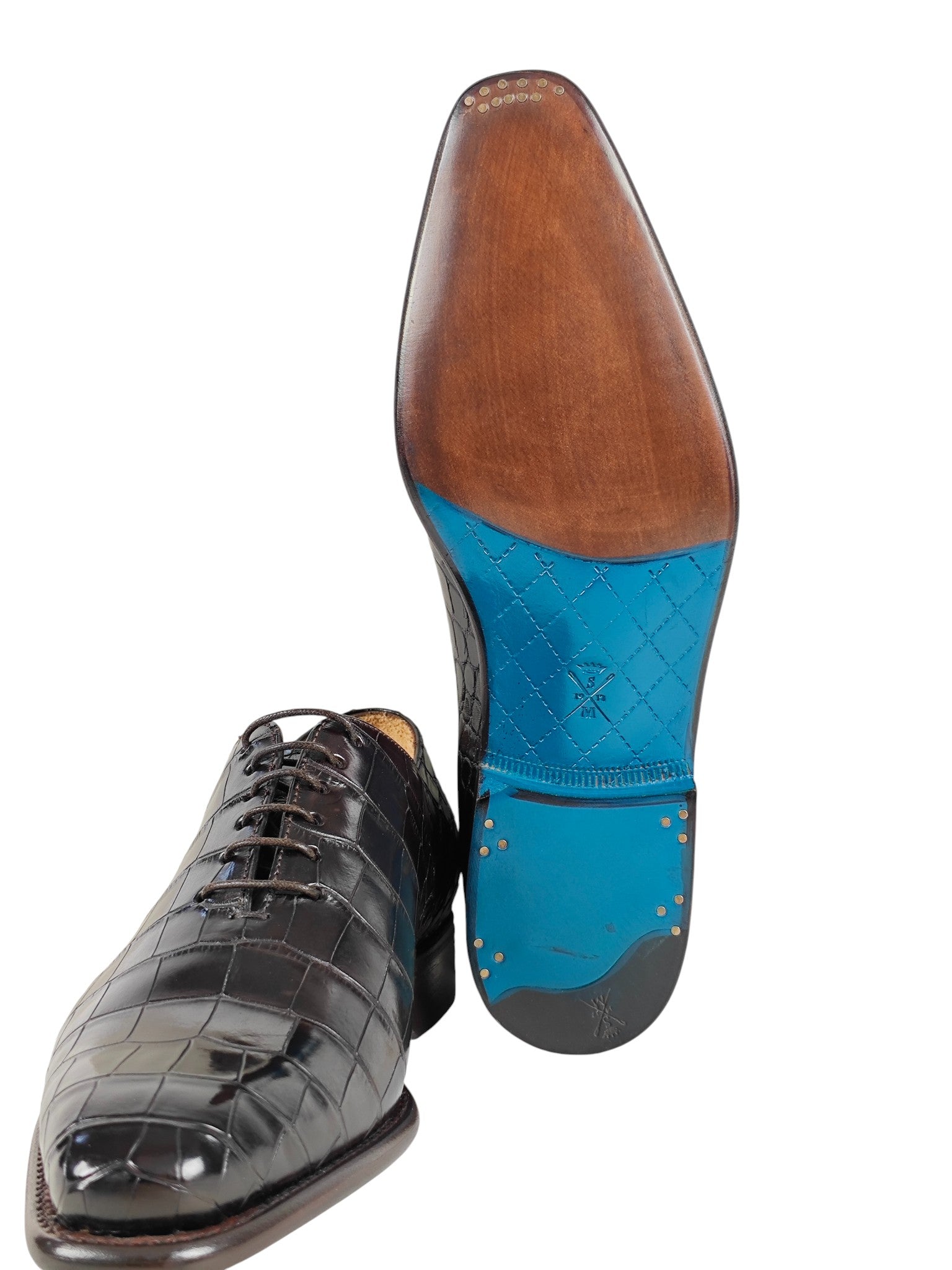 SUTOR MANTELLASSI Brown Goodyear Oxford Shoes 100% Alligator