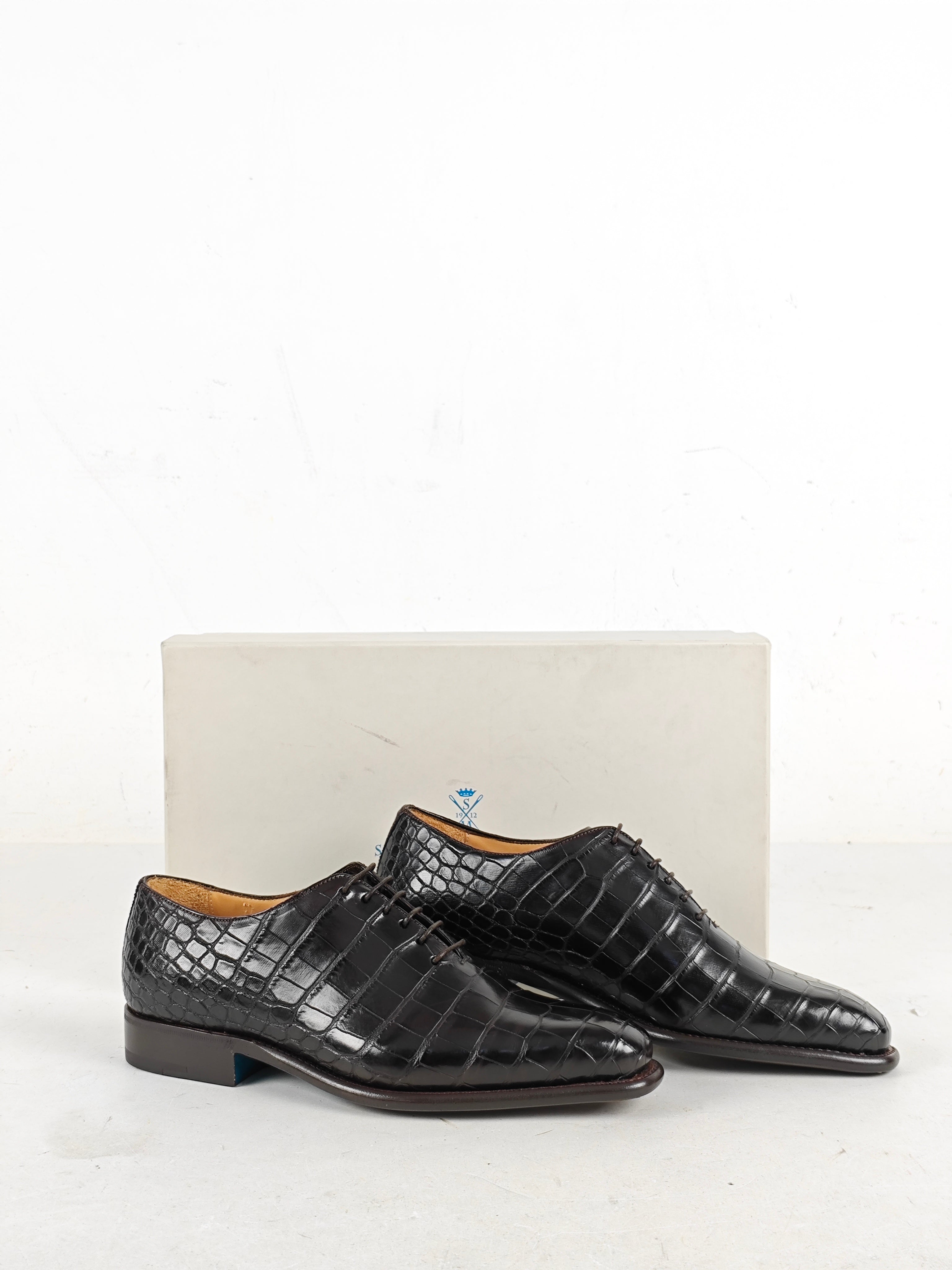 SUTOR MANTELLASSI Brown Goodyear Oxford Shoes 100% Alligator