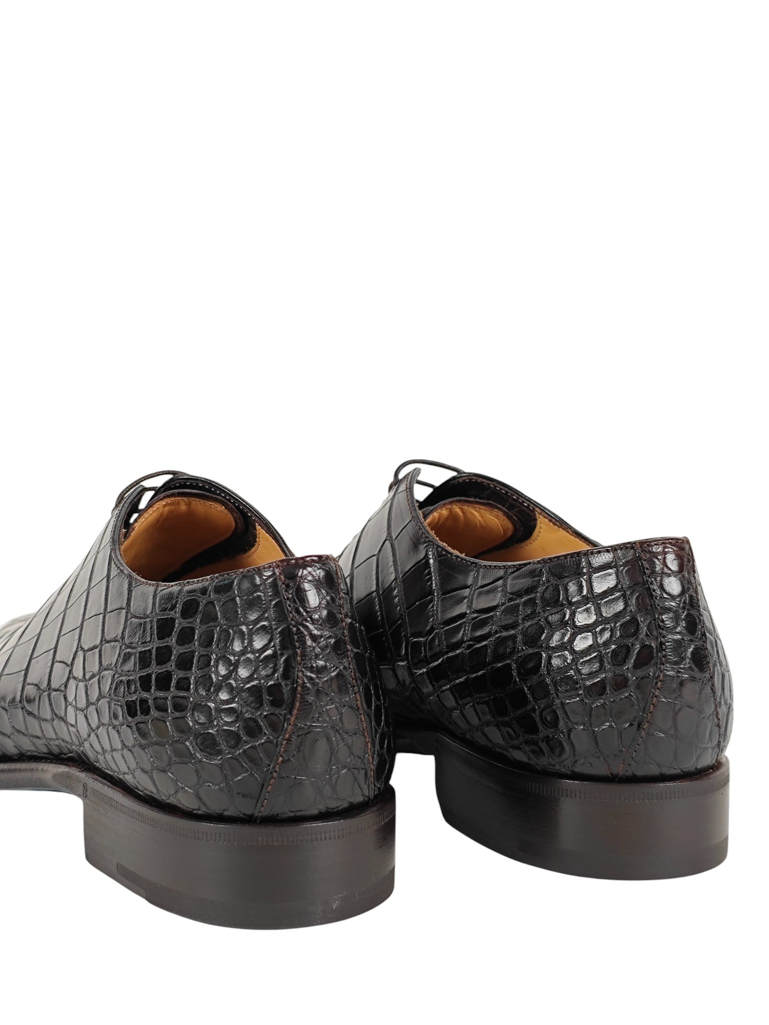 SUTOR MANTELLASSI Brown Goodyear Oxford Shoes 100% Alligator