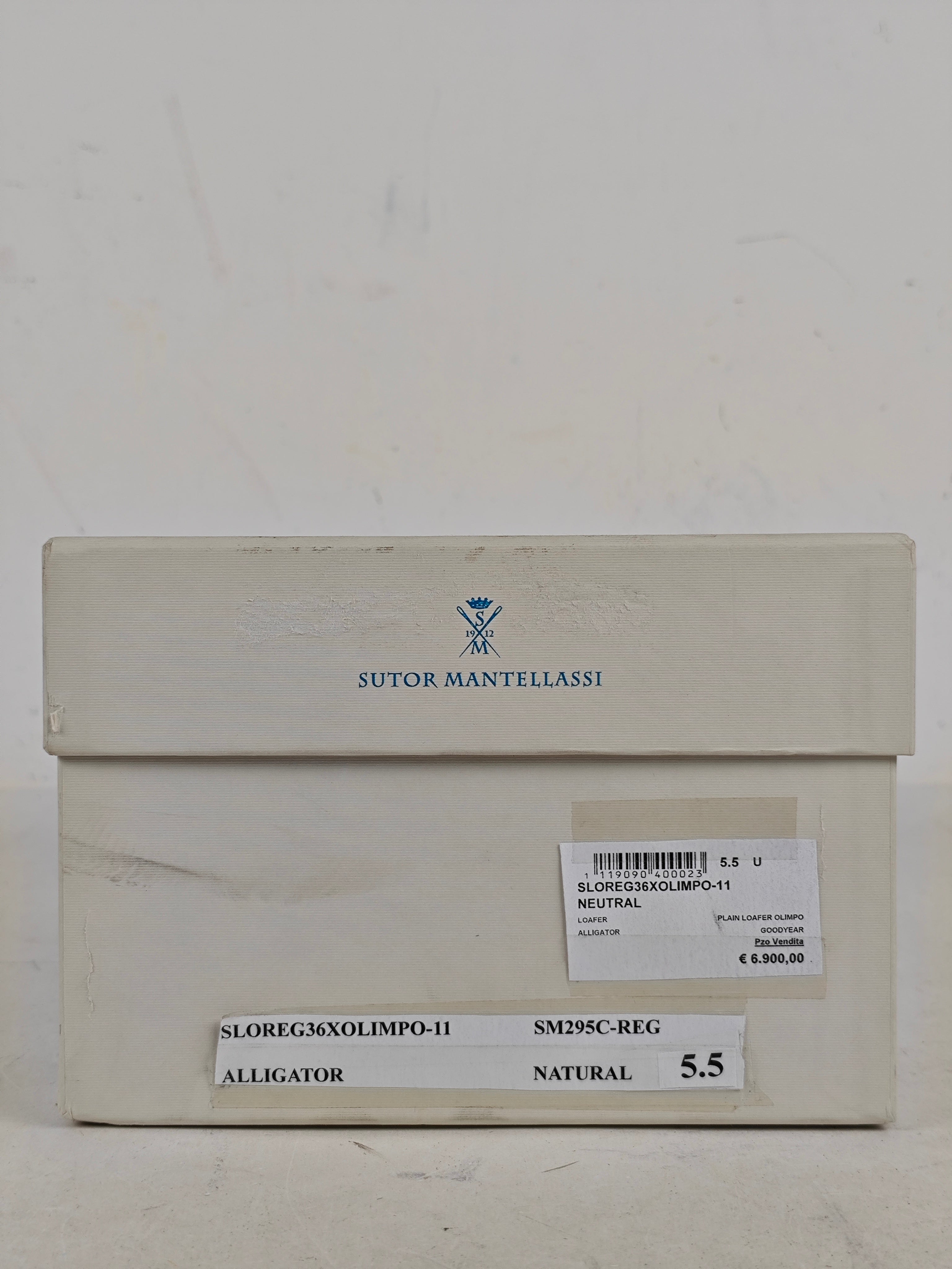 SUTOR MANTELLASSI Beige Goodyear Penny Loafer Shoes 100% Alligator