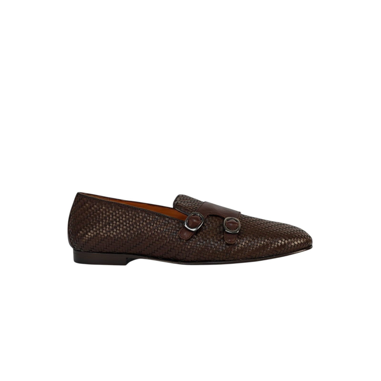 TESTONI Brown Loafer Monk Shoes Woven Calf 8 UK / 9 US / 42 IT