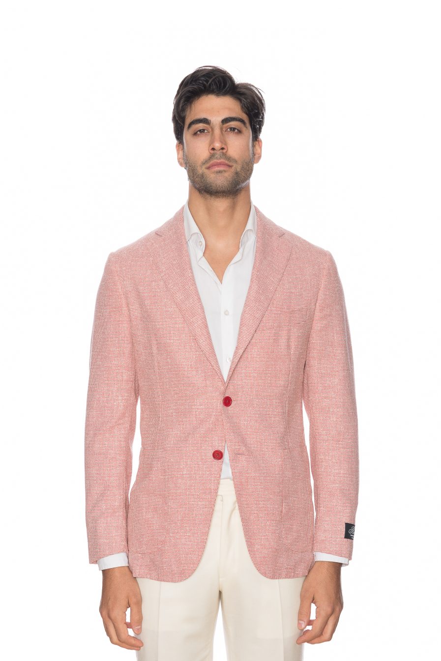 1980$ BELVEST Wool Silk Linen Antique Pink Jacket Houndstooth Drop 7 R ...