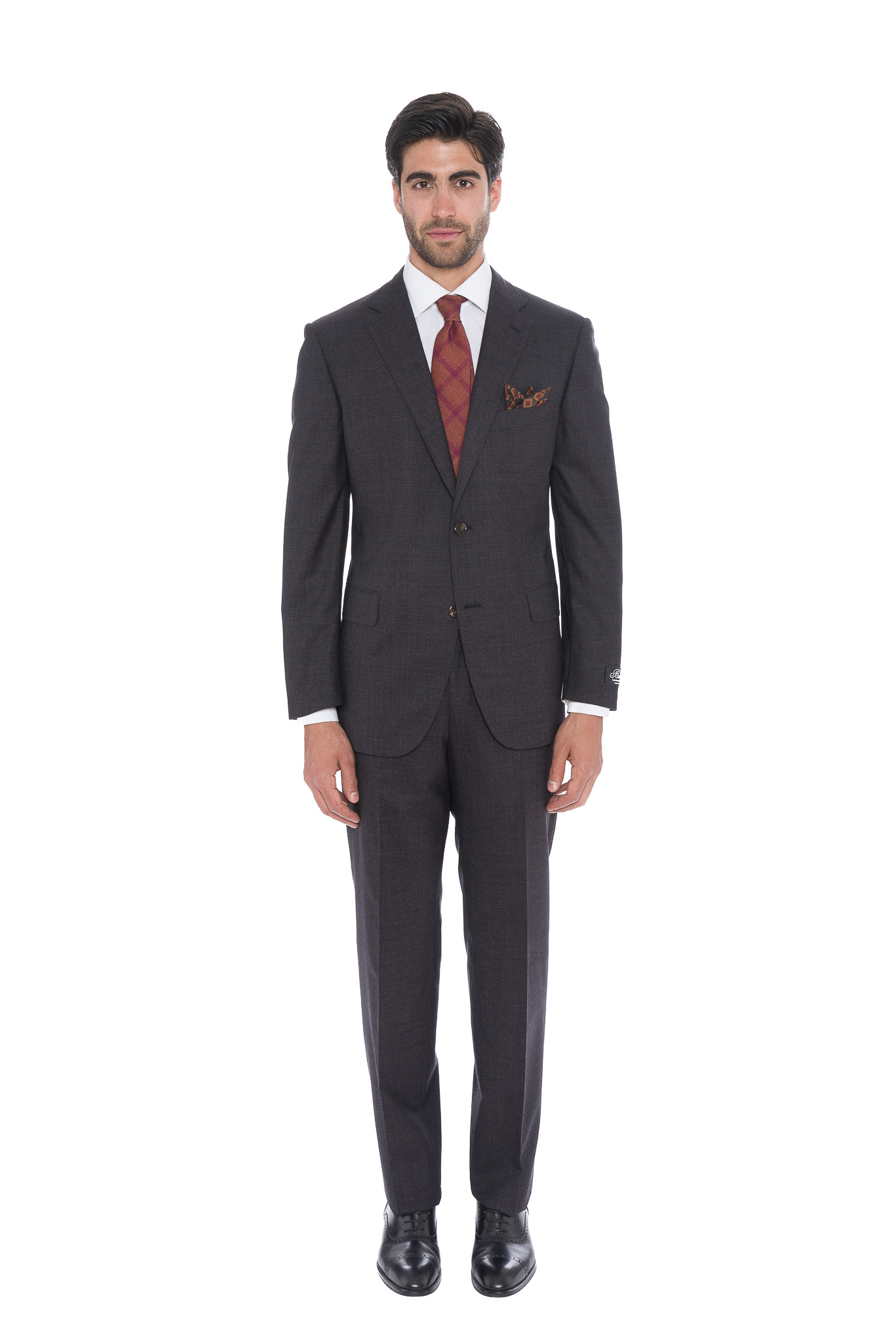 $2780 Belvest Wool Dark Gray + Magenta Suit Drop 7R F/W 18 - Luxgentleman