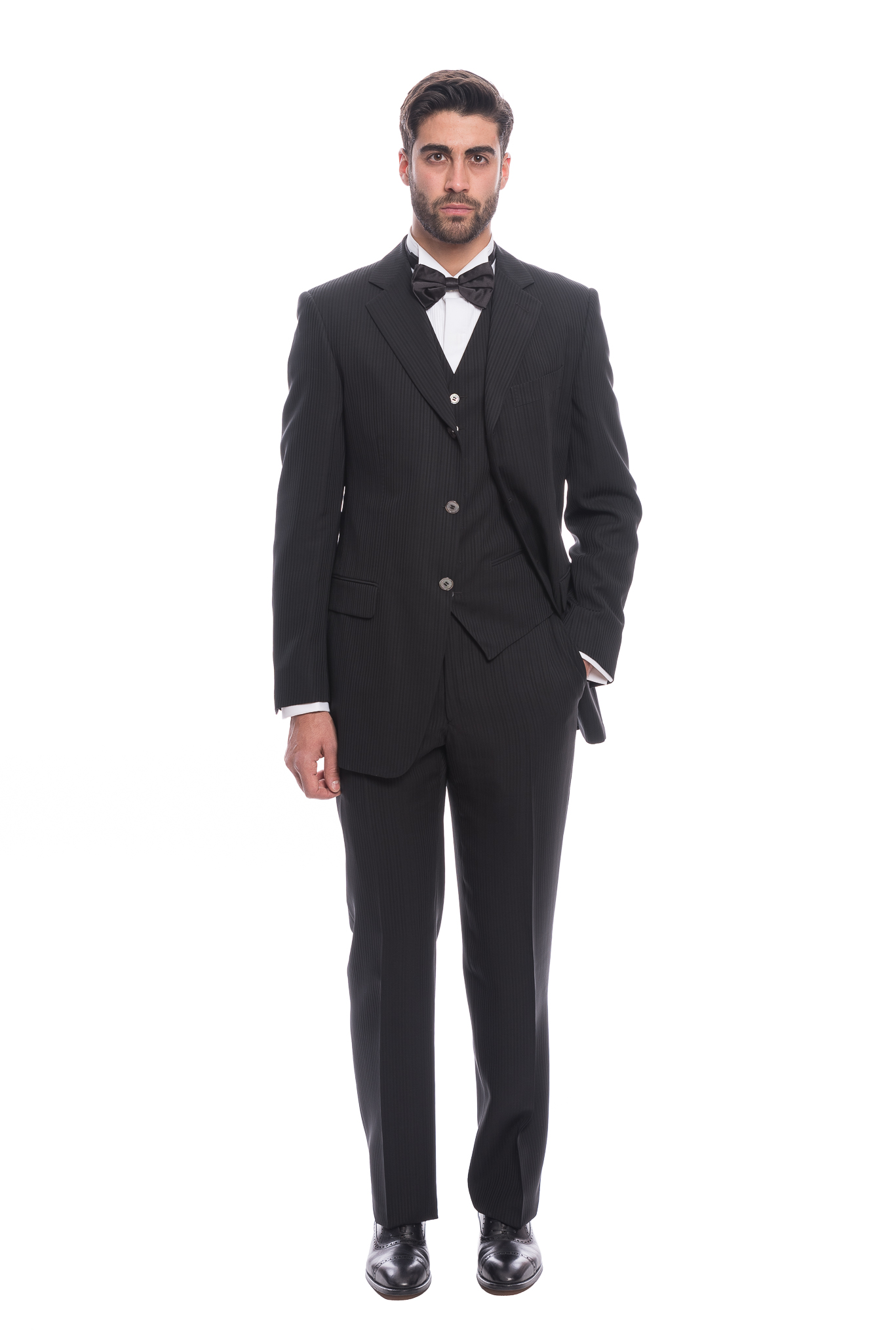 PAL ZILERI CERIMONIA Wool Black 3 Pieces Formal Suit Slim Fit ...