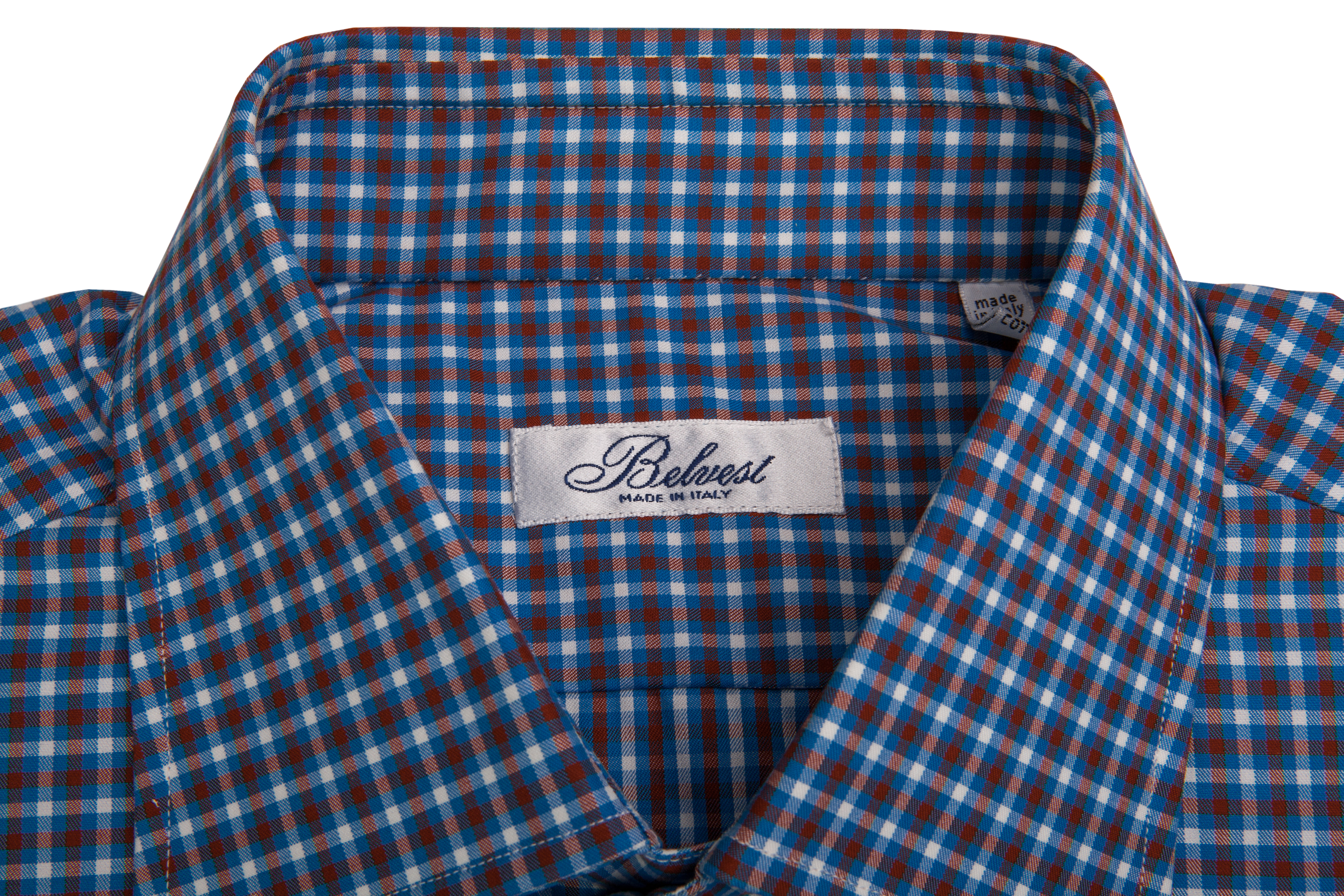 360$ BELVEST by FINAMORE Blue Green Check Shirt 7 Passages Hand-Sewn 15.5-39