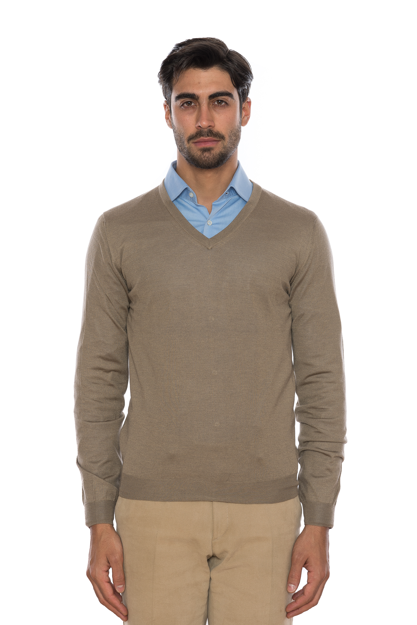 450$ BELVEST Sweater Dove Gray Cashmere Silk Made in Italy Slim Fit ...