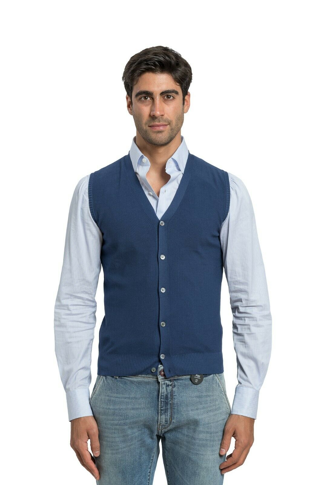 FILIPPO DE LAURENTIIS Blue Sweater Cardigan Cotton Made in Italy ...