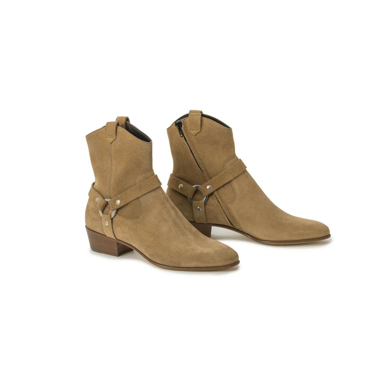 890$ Luxury Louis Leeman Suede Sand Belted Boots Western 40mm Handmade ...