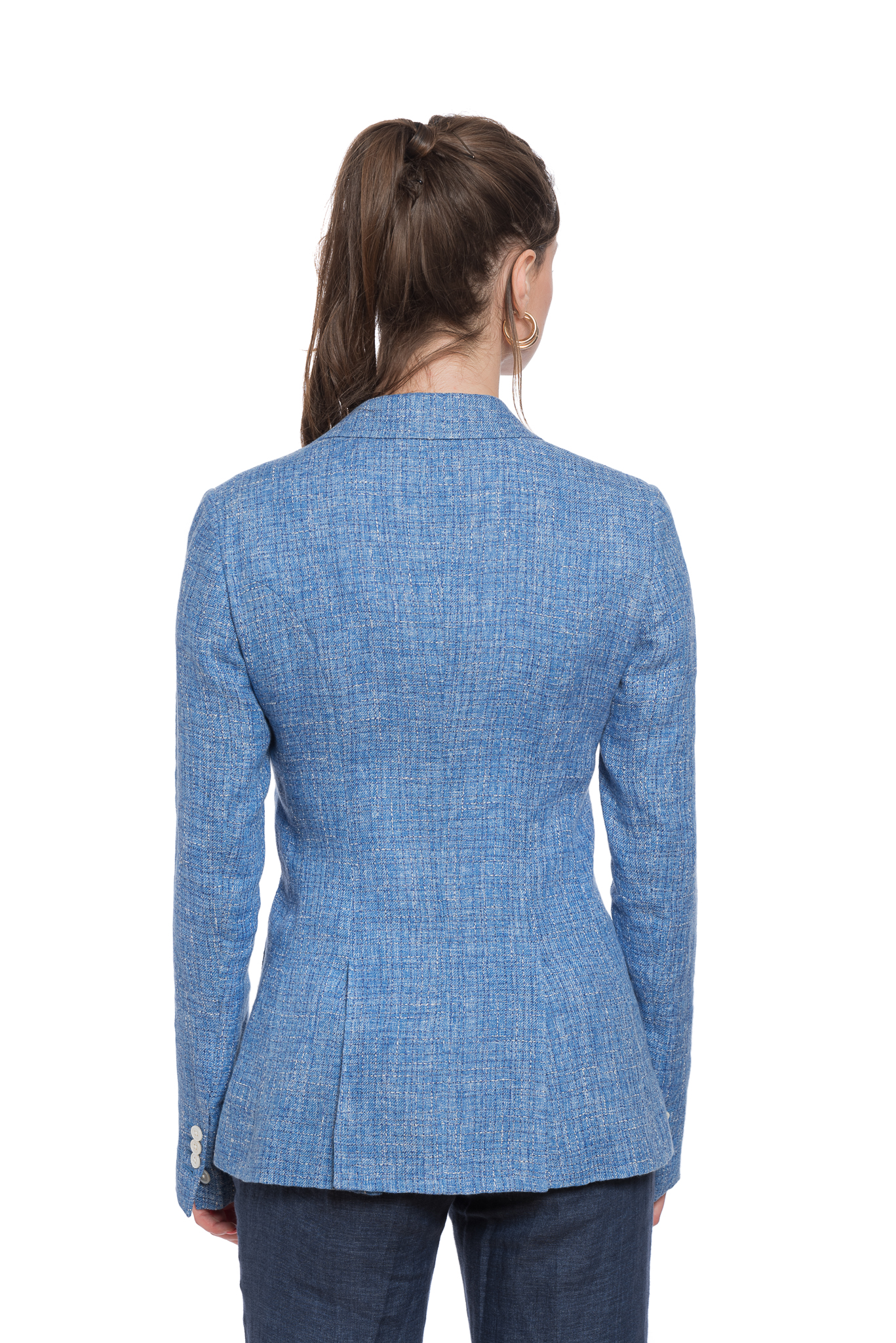$2050 BELVEST Blue Linen Woman Sartorial Jacket Blazer 42 IT / 8 US ...