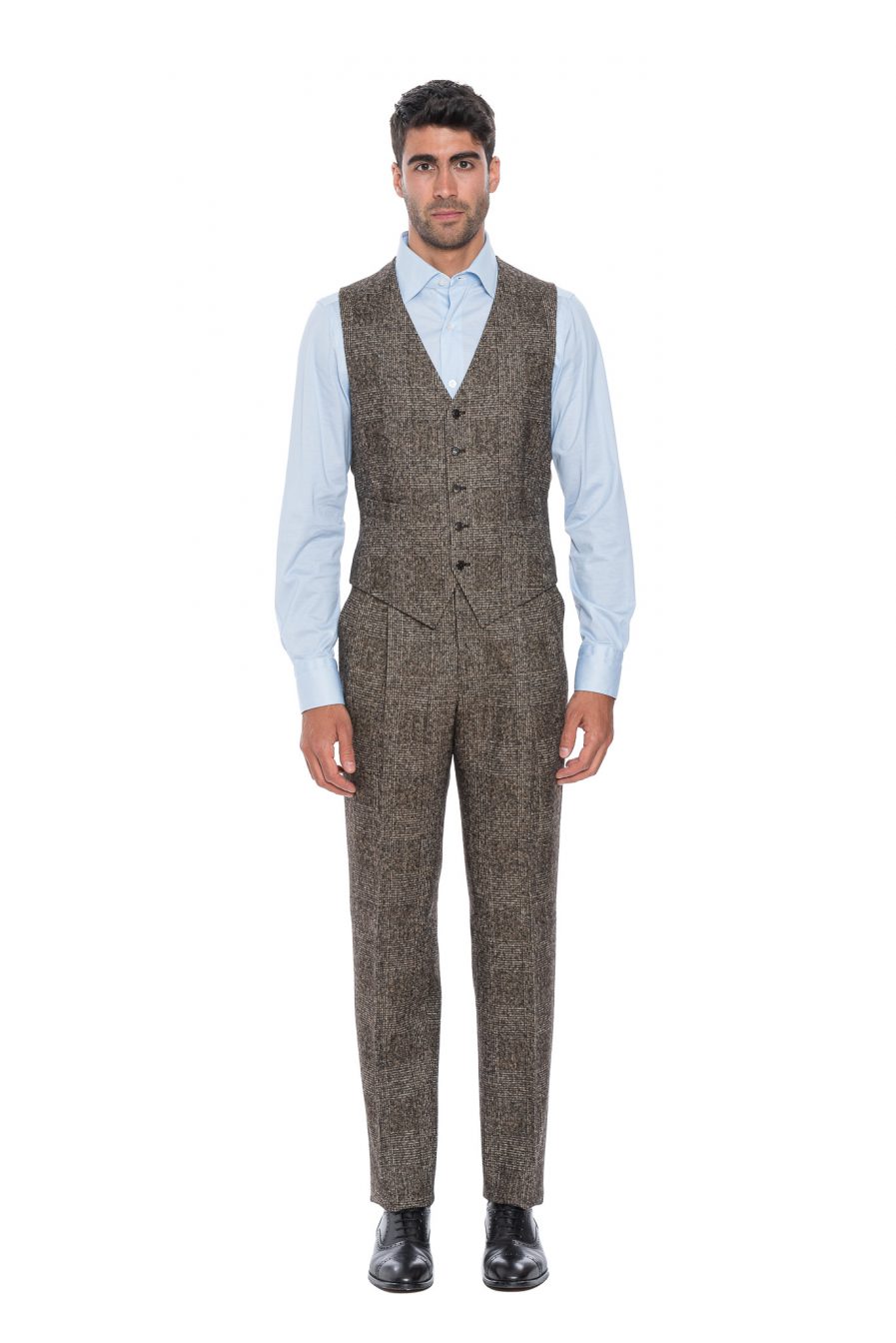 $1250 Belvest Glen Plaid Brown Suit Vest + Pant Wool Alpaca 40 US / 50 ...