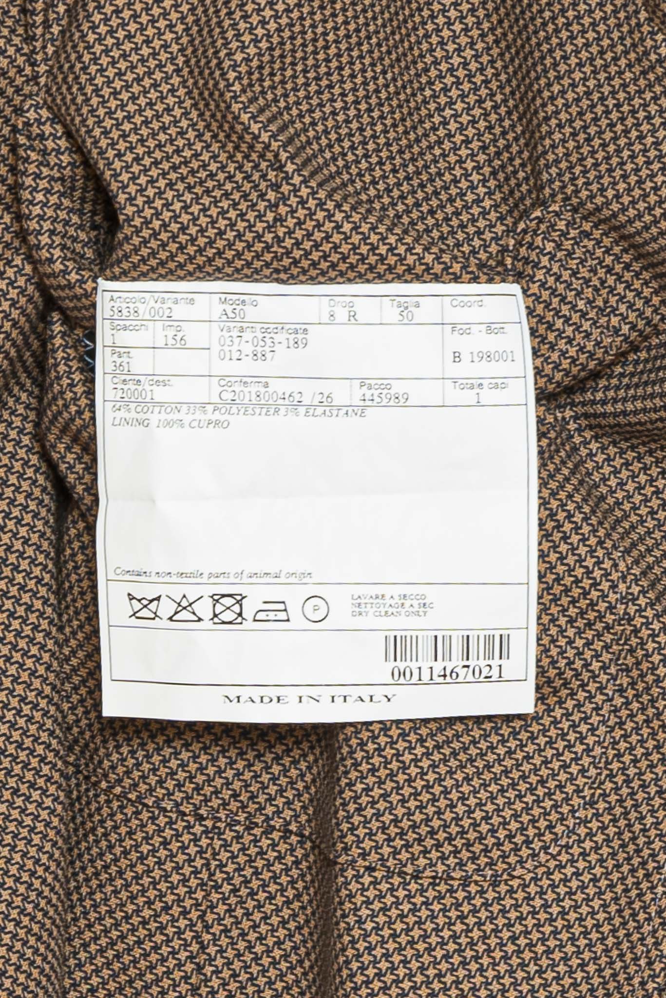 $2300 Belvest Brown Sport Suit Micro Houndstooth Cotton 40 US / 50 EU ...