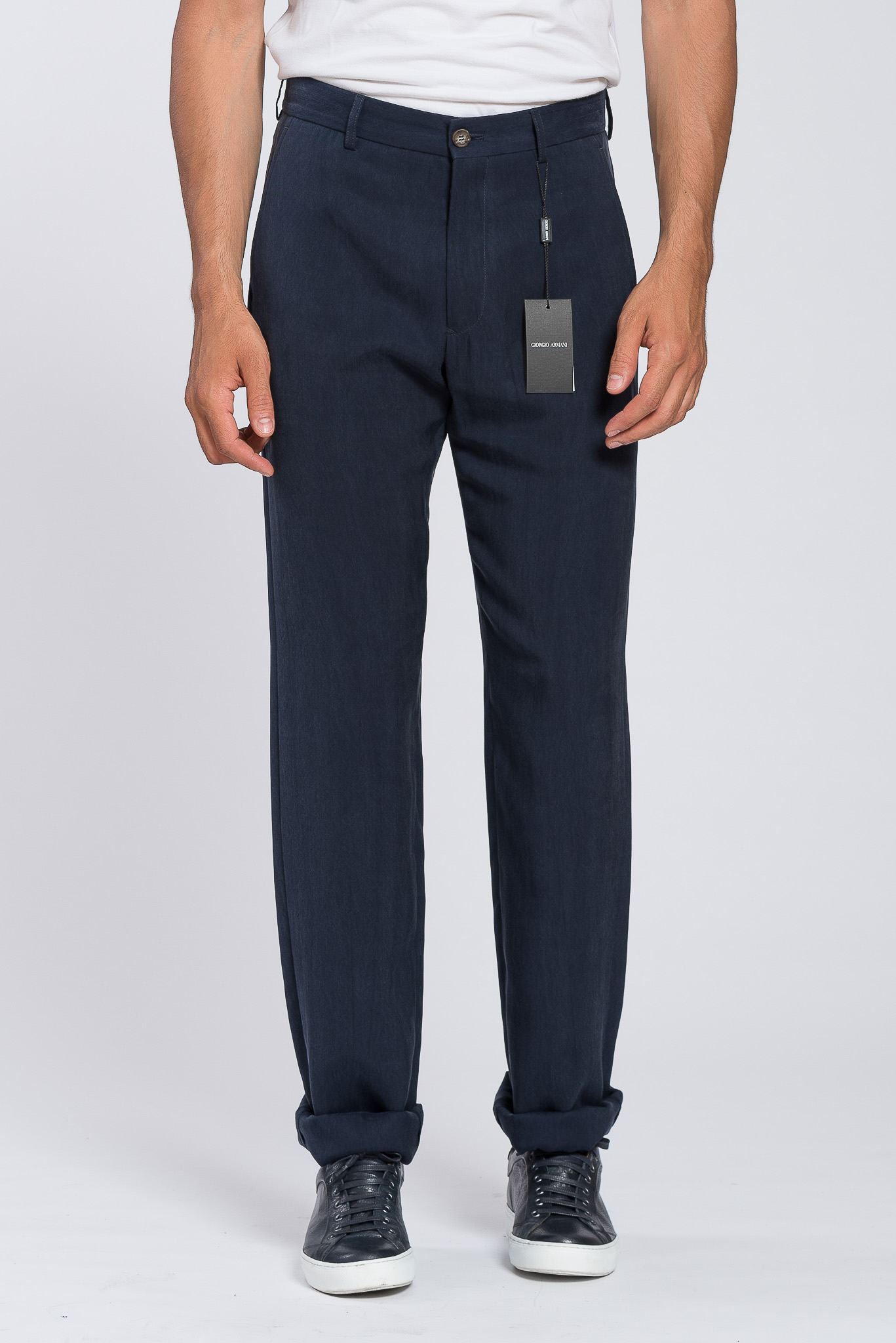 New 950$ GIORGIO ARMANI Black Label Blue Pant Trousers Cupro Nattè ...