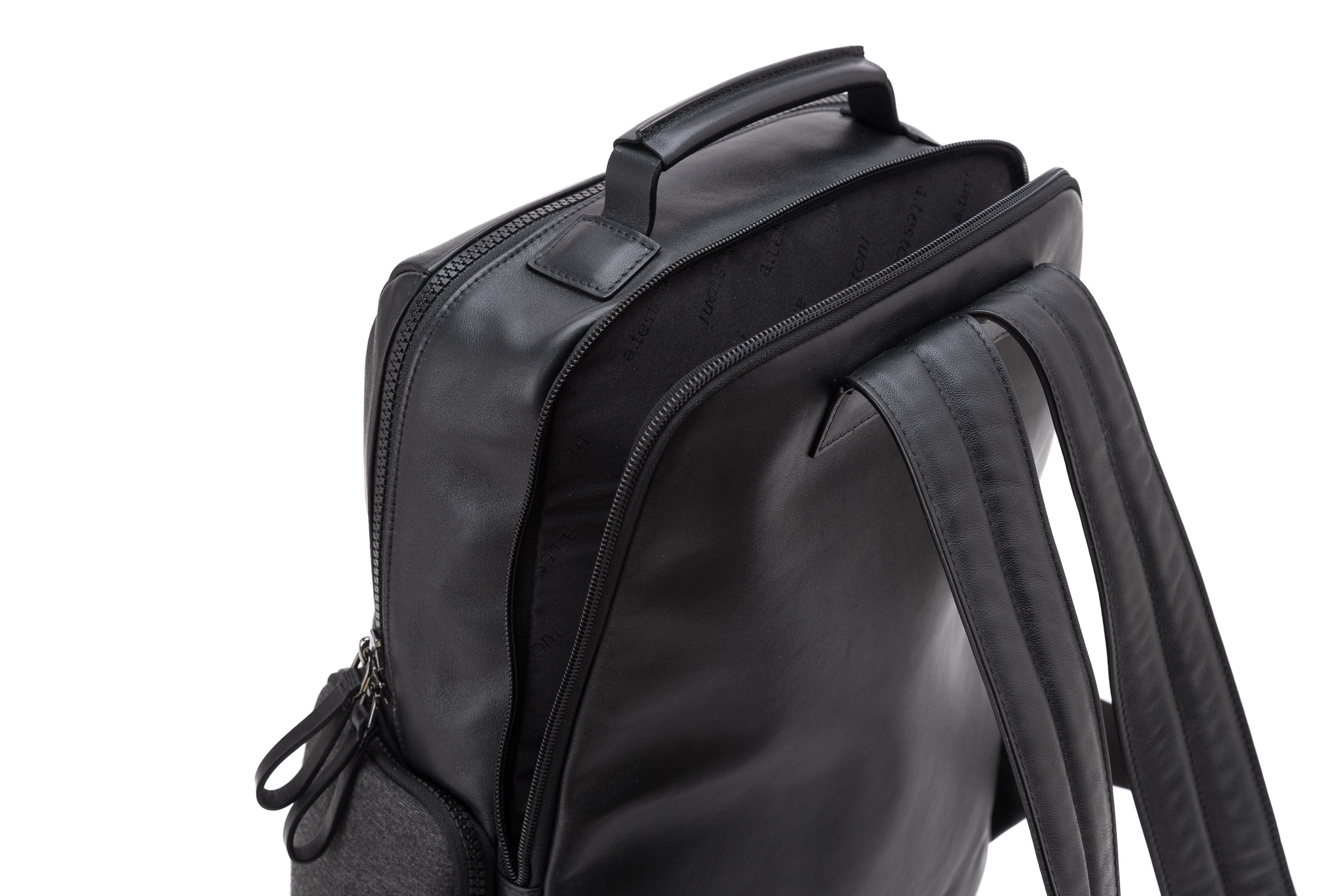 $1040 a.Testoni Bologna Pc Case / Backpack Black Nappa Leather + Techno ...