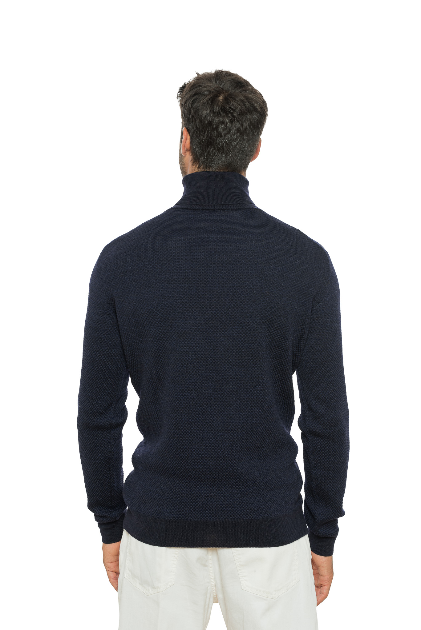 320$ ZANONE Sweater Blue Wool Cotton Turtleneck 44 US / 54 EU Made