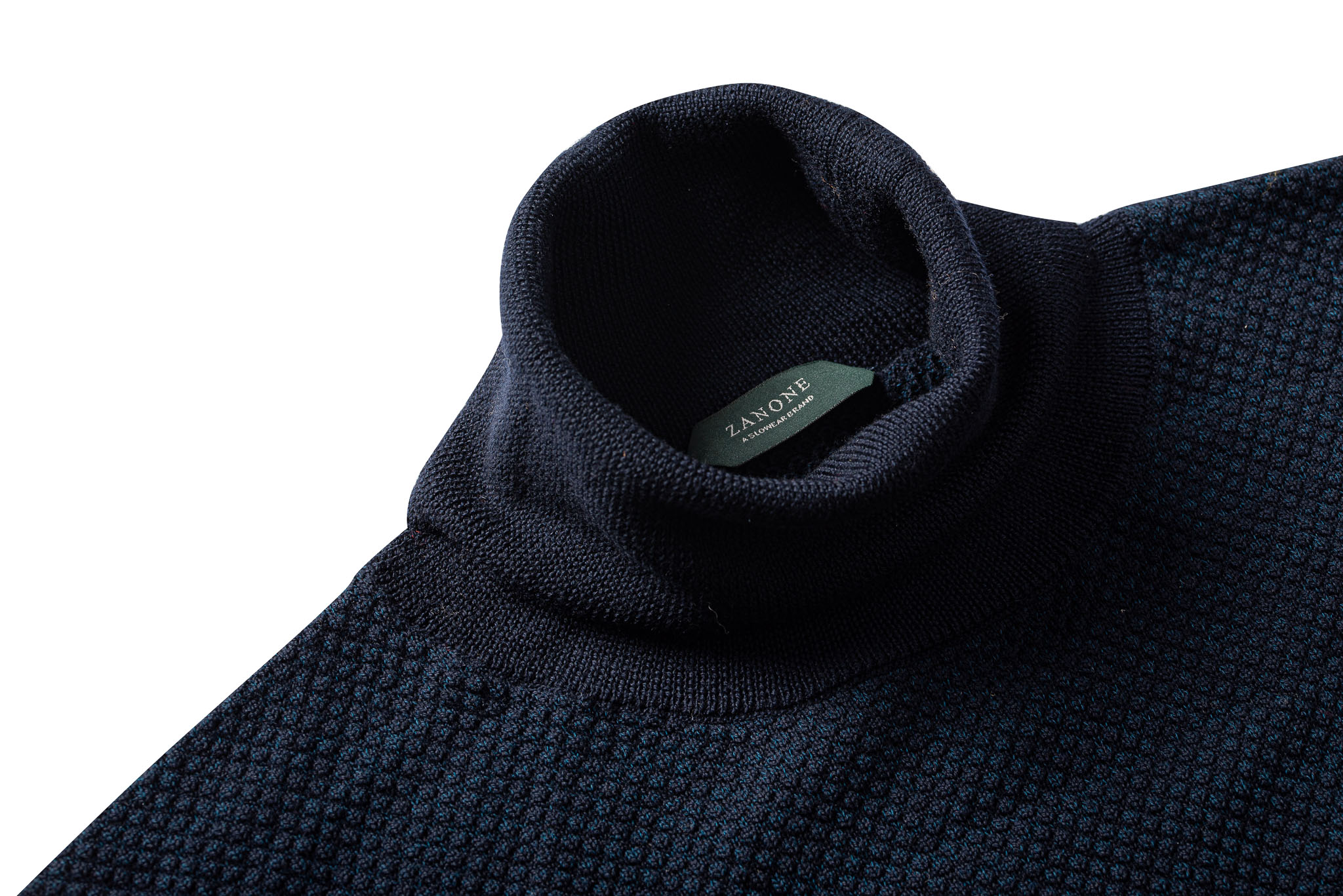 320$ ZANONE Sweater Blue Wool Cotton Turtleneck 44 US / 54 EU Made